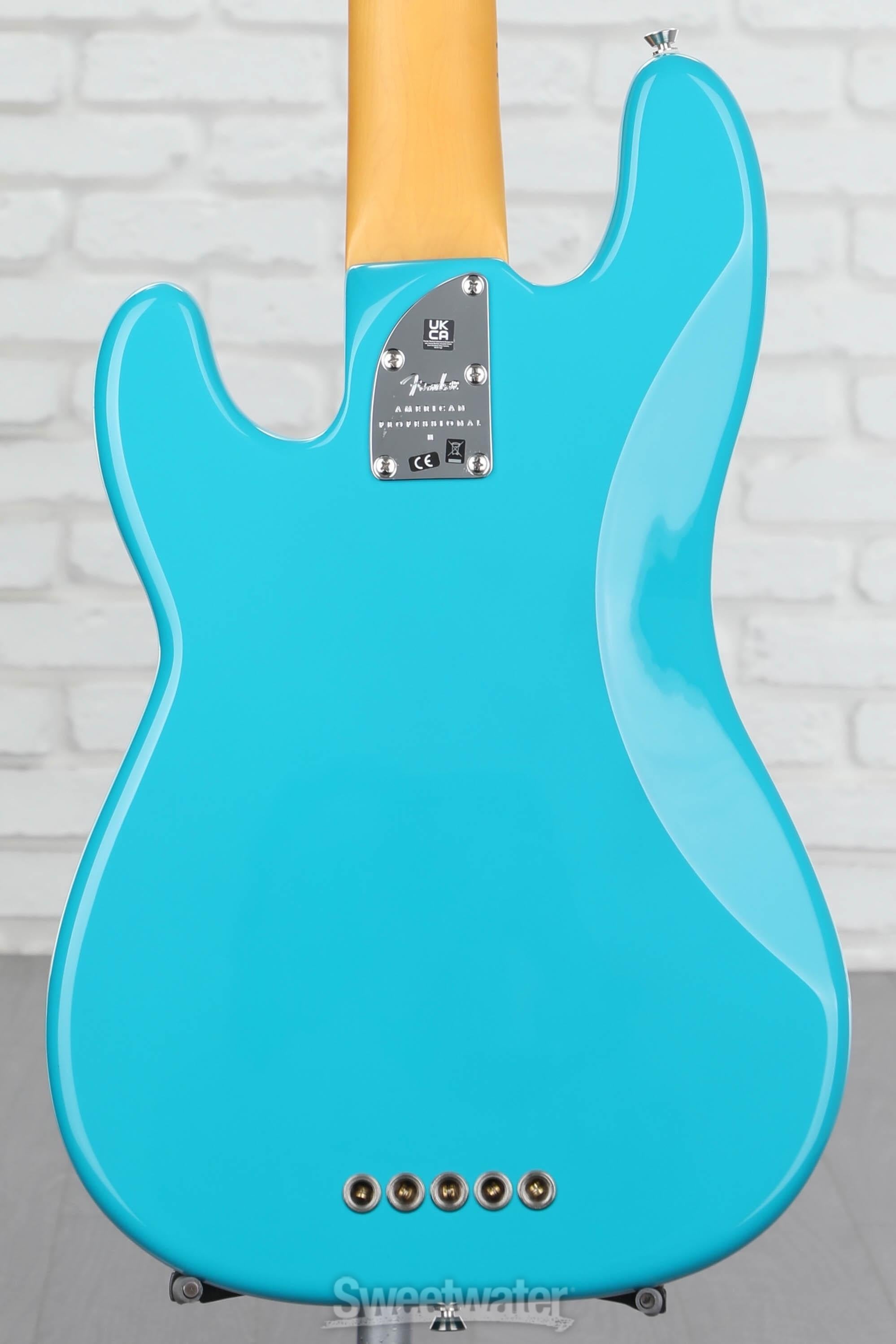Fender American Professional II Precision Bass V - Miami Blue with Maple Fingerboard