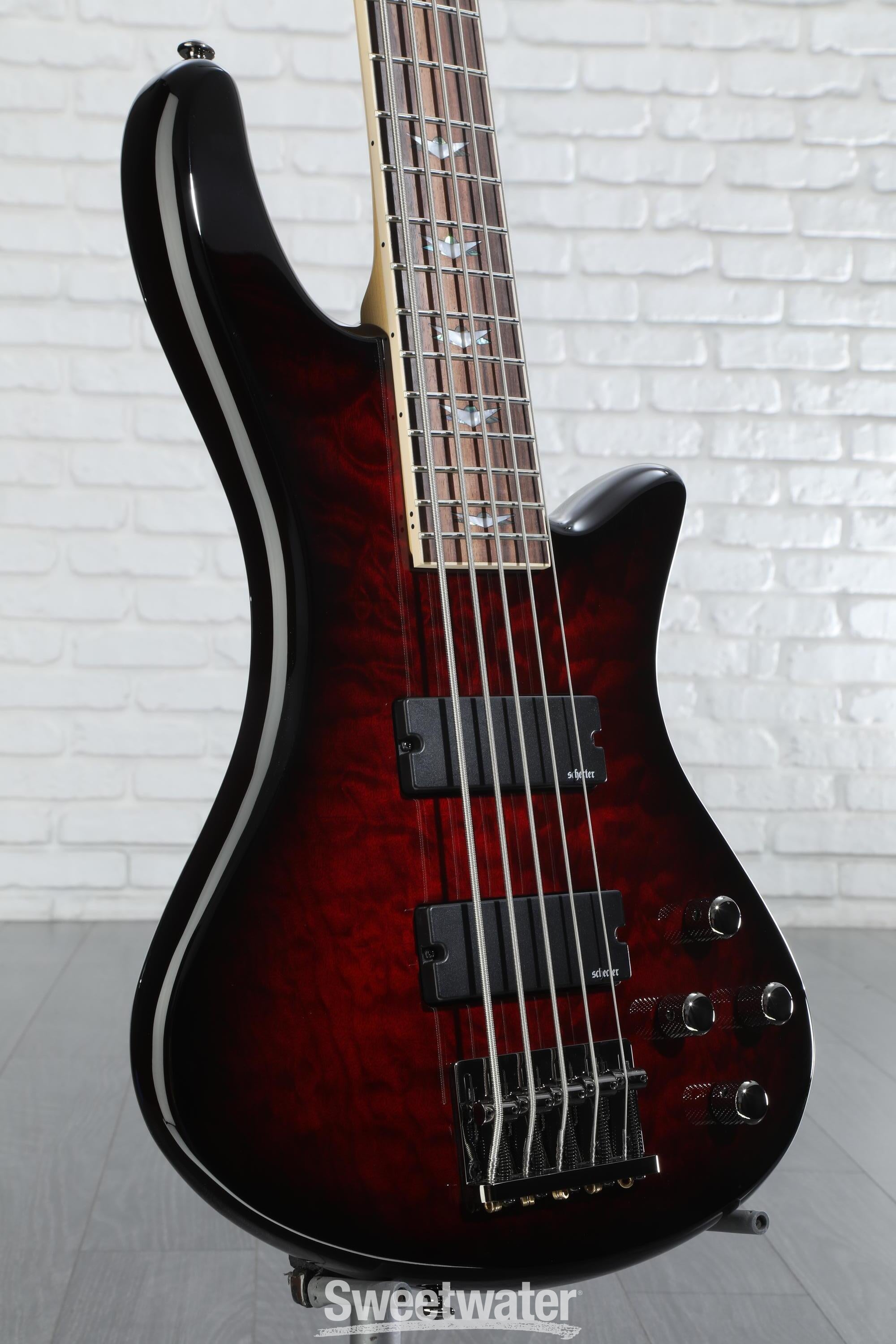 Schecter Stiletto Extreme 5 Bass Guitar - Black Cherry