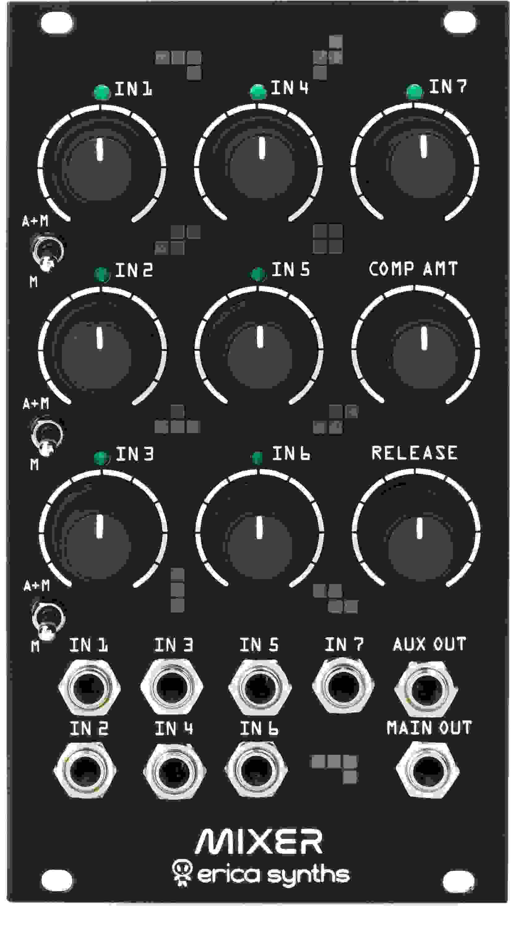 Erica Synths Drum Mixer Seven Input Mixer Eurorack Module with Vactrol