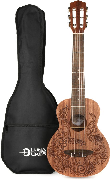 Luna Henna Dragon Mahogany Acoustic-electric Guitarlele - Open Pore