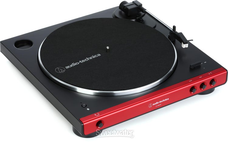 Audio-Technica AT-LP60XBT Wireless Belt-Drive Turntable with Bluetooth - Red