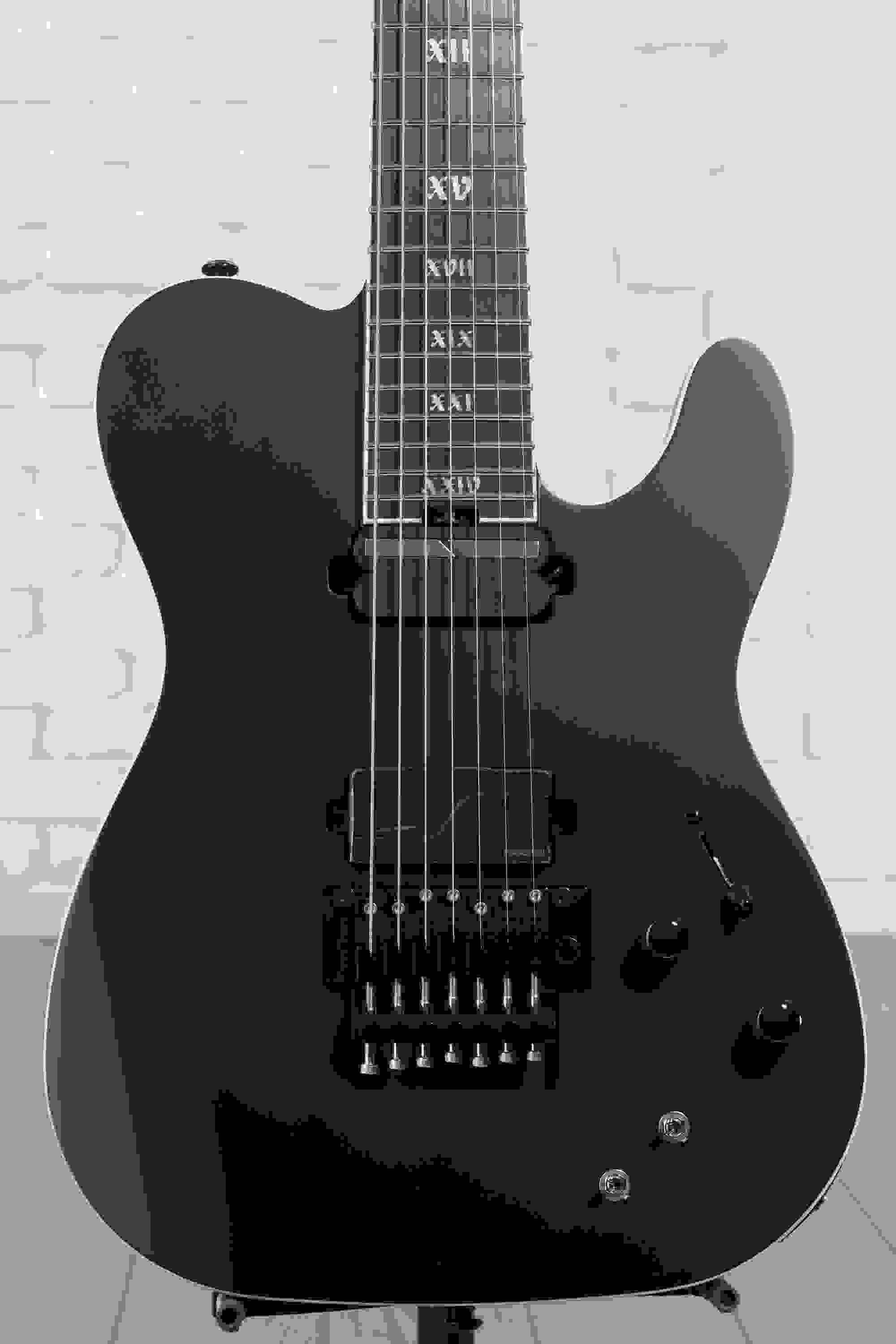 Schecter PT-7 FR-S SLS Elite Evil Twin 7-string Electric Guitar - Satin Black/Light Gray Stain