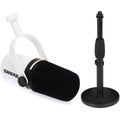 Photo of Shure MV7+ Hybrid Podcast Microphone with Mic Stand - White