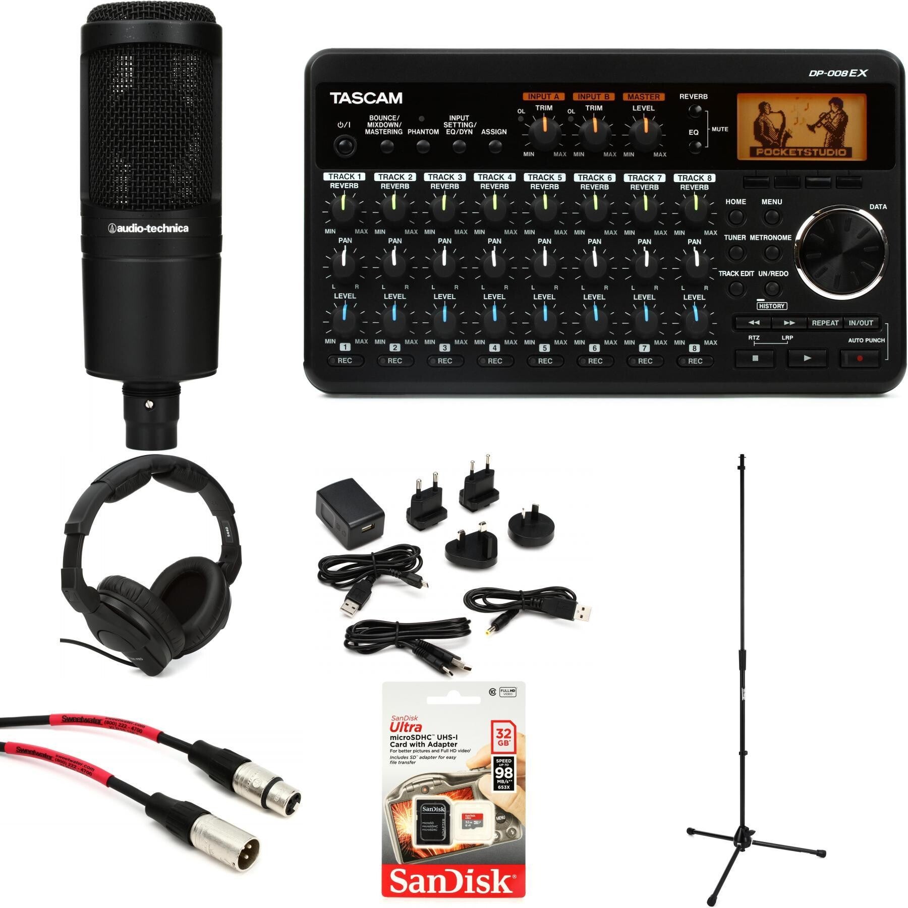 TASCAM DP-008EX Portable Recording Package | Sweetwater