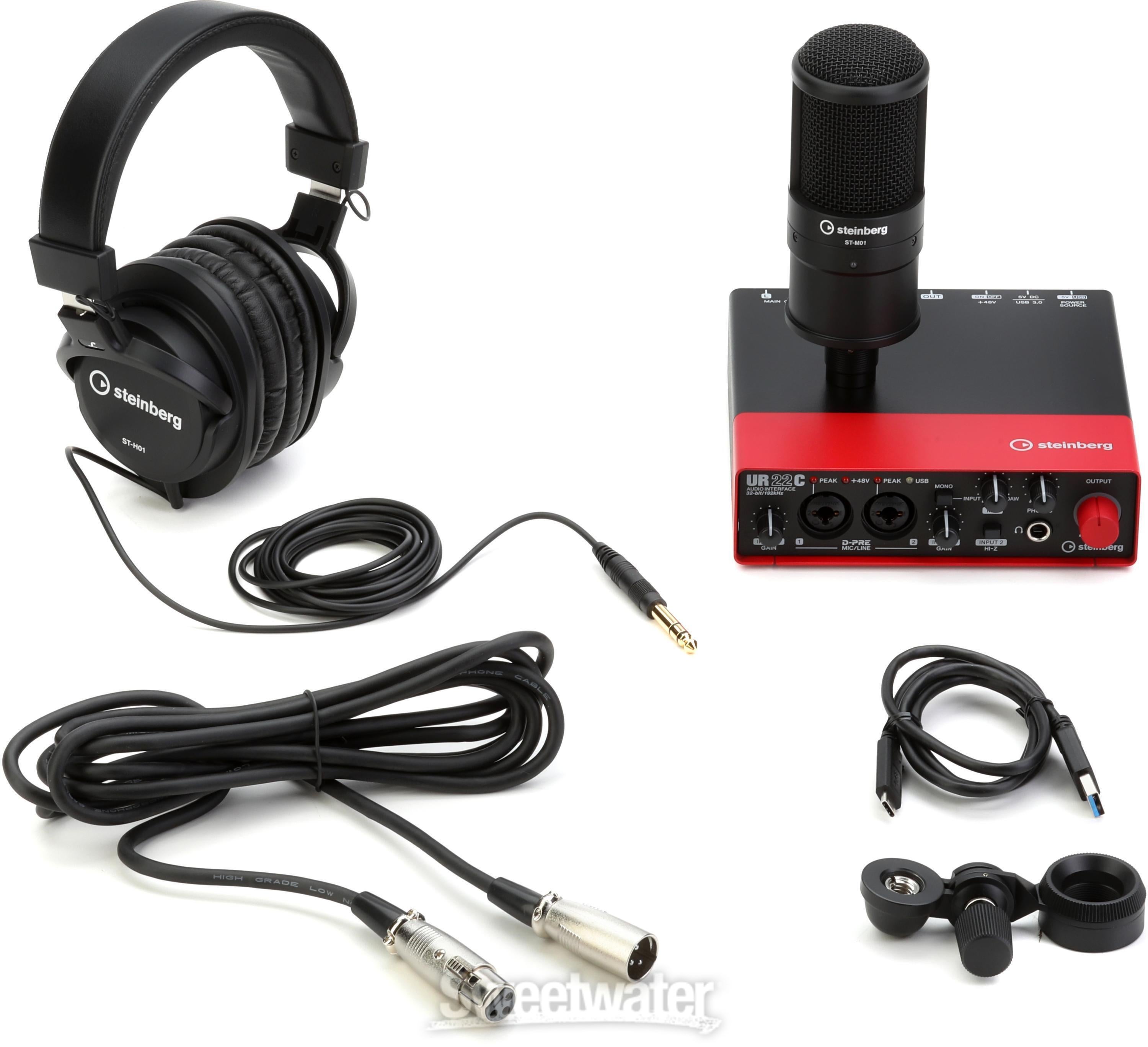 Steinberg UR22C Recording Pack with USB 3.1 Audio Interface, Condenser  Microphone, and Headphones - Red
