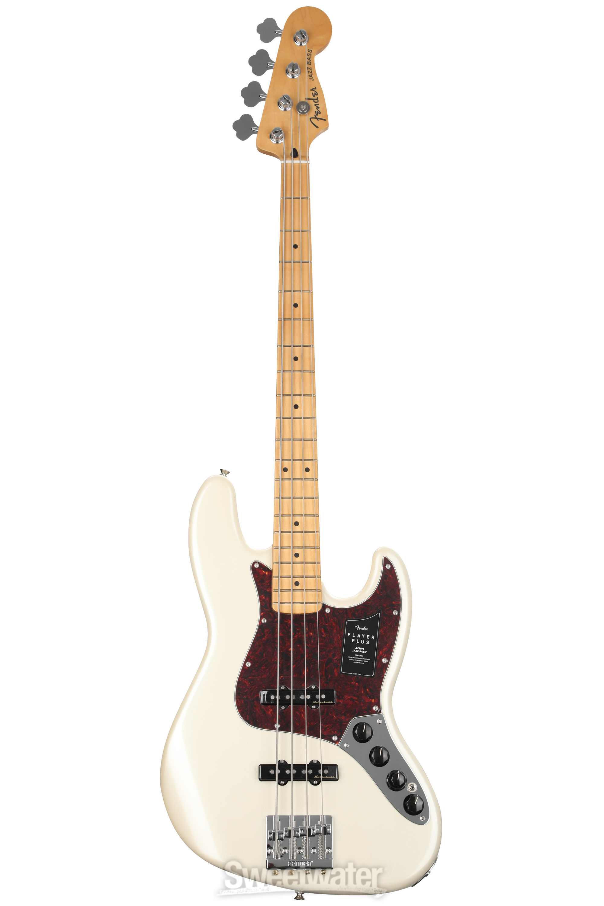 Fender Player Plus Active Jazz Bass - Olympic Pearl with Maple Fingerboard  | Sweetwater