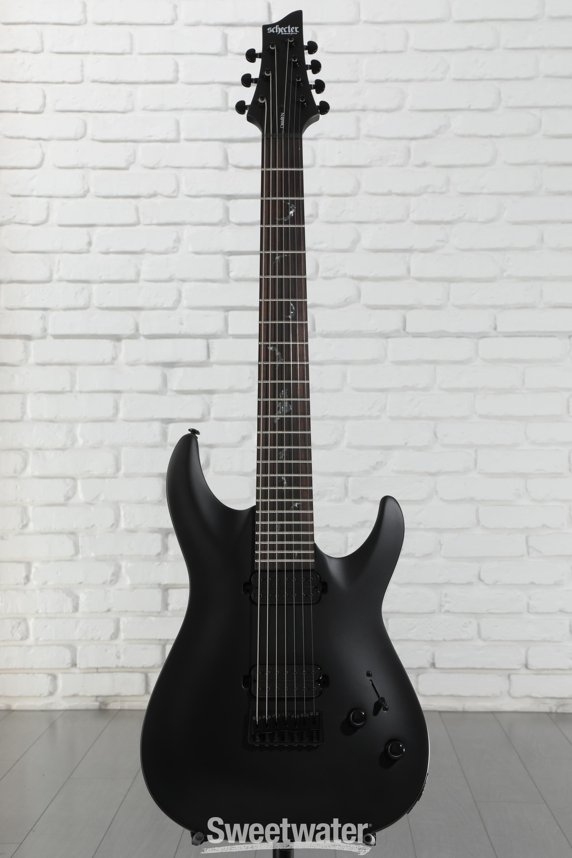 Schecter Damien-7 SBK Electric Guitar - Satin Black | Sweetwater