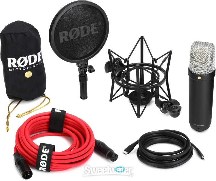 Rode NT1 5th Generation Condenser Microphone with SM6 Shockmount and Pop  Filter - Black