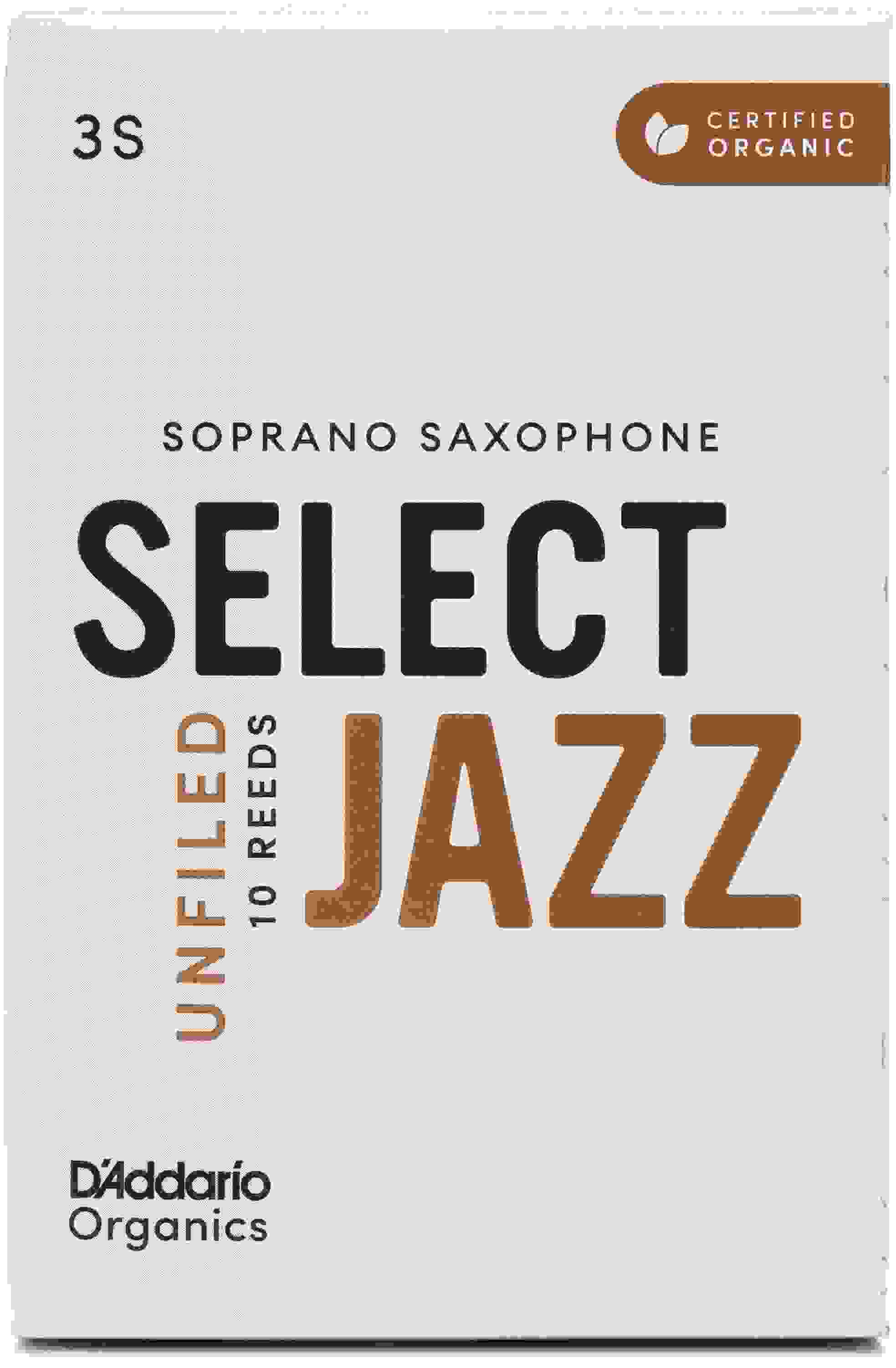 D'Addario Organics Select Jazz Unfiled Soprano Saxophone Reeds - 3 Soft (10-pack)