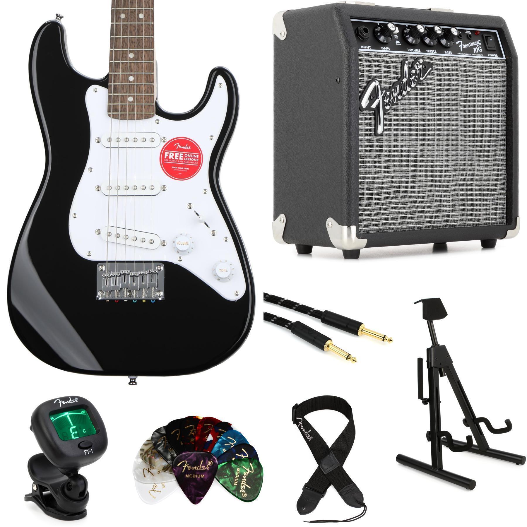 Squier Mini Strat Electric Guitar and Fender Amp Bundle - Black