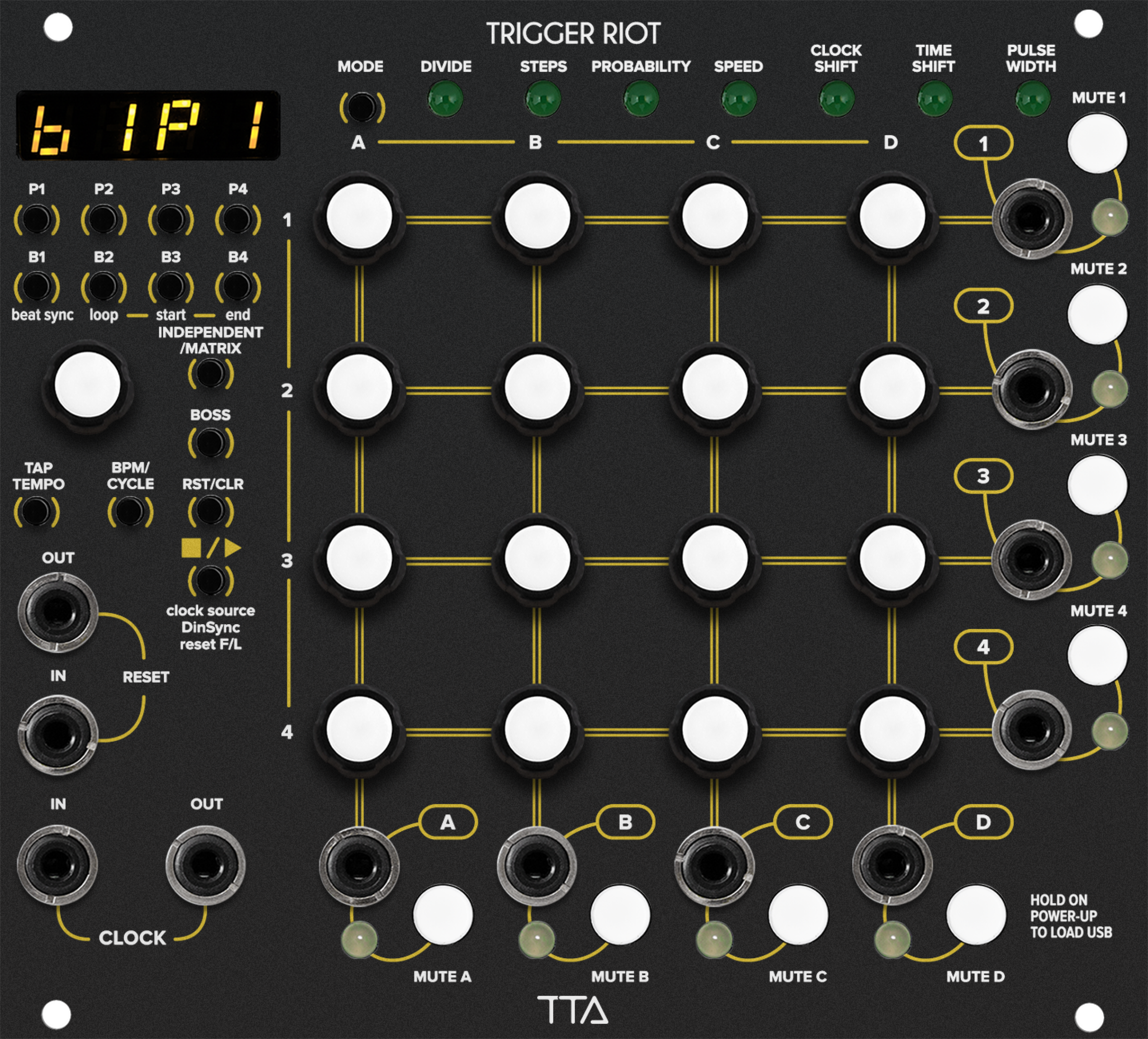 Tiptop Audio Trigger Riot Eurorack Sequencer Module - Black