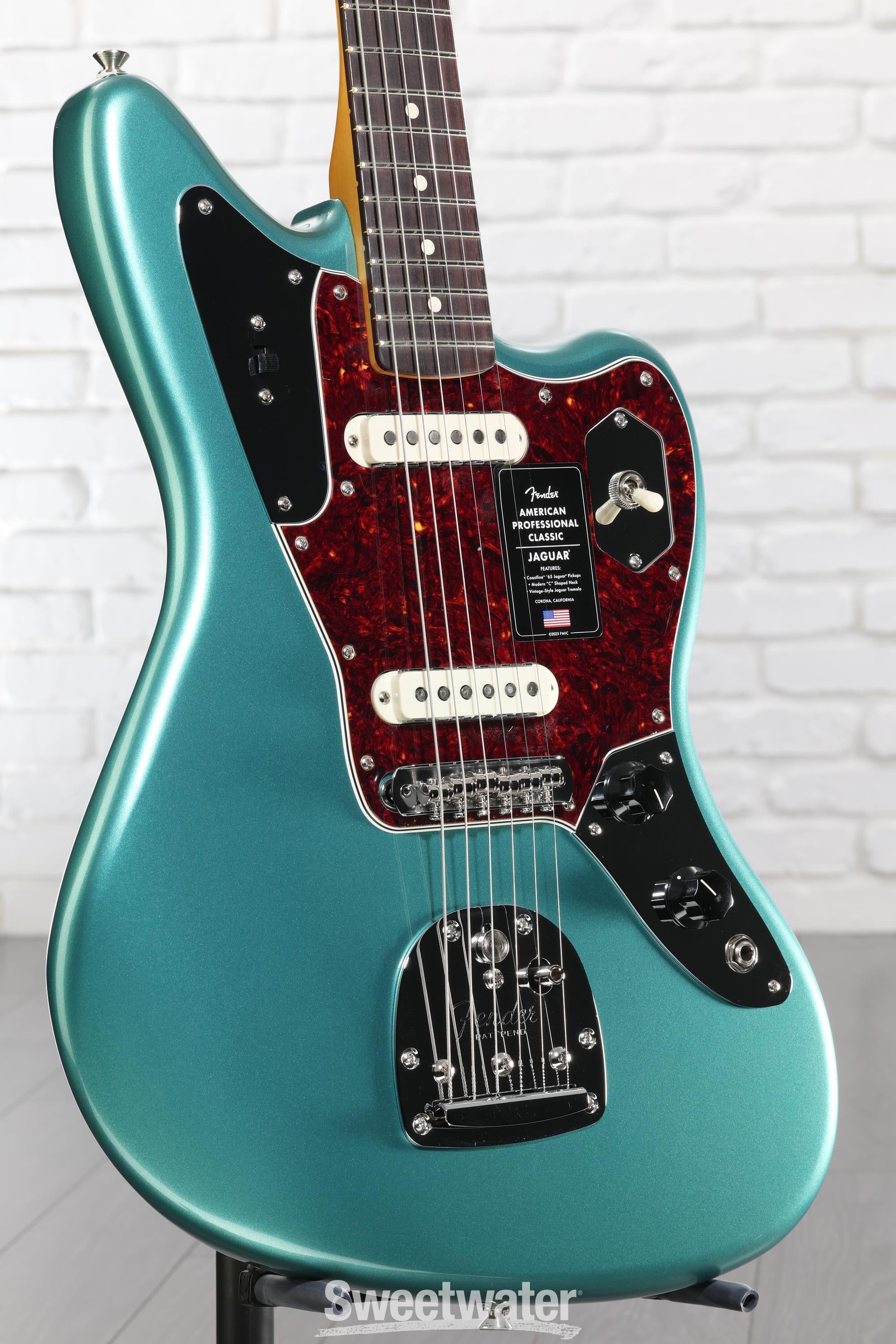 Photo of Fender American Professional Classic Jaguar Electric Guitar - Faded Sherwood Green Metallic