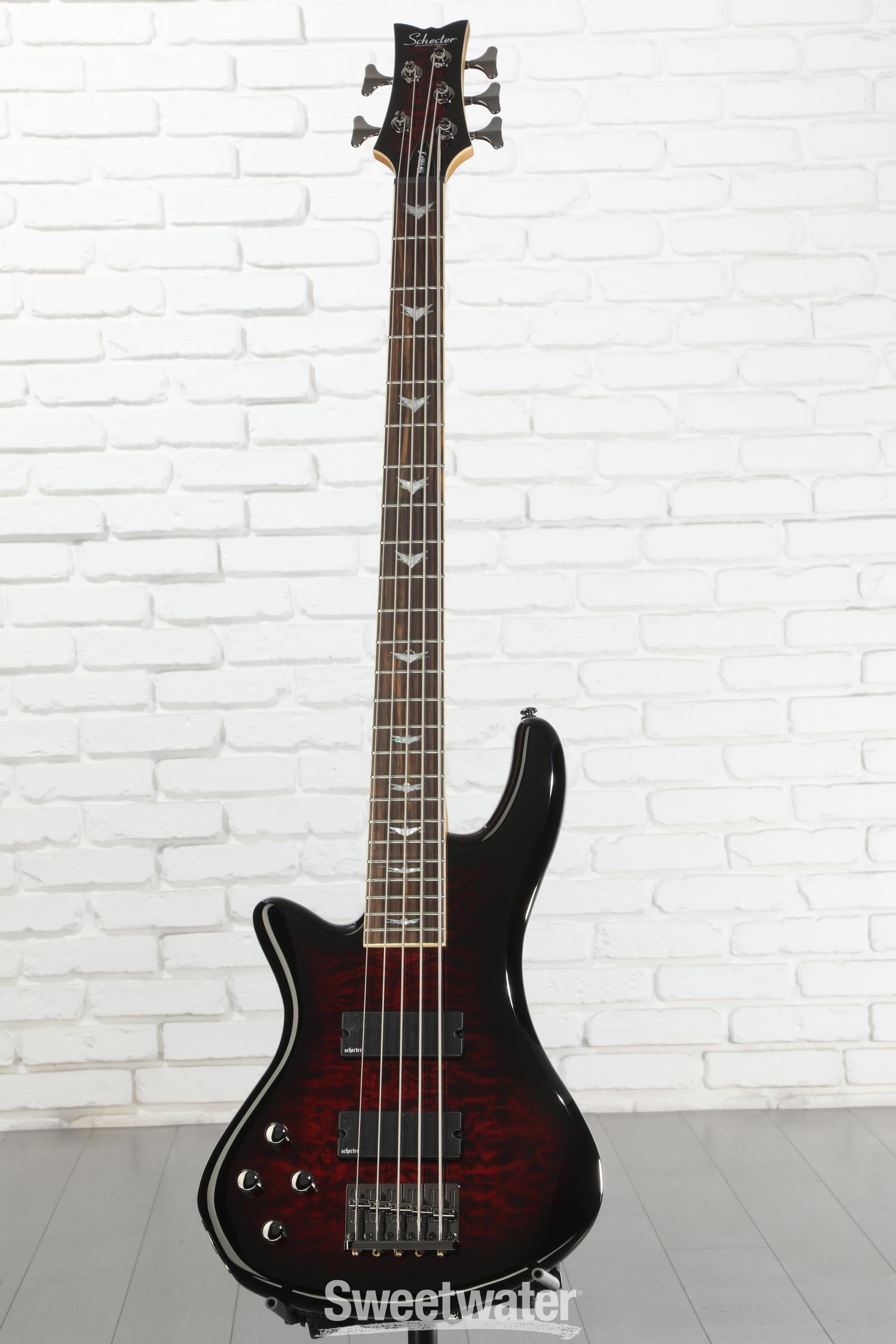 Schecter Stiletto Extreme 5 Left-handed Bass Guitar - Black Cherry