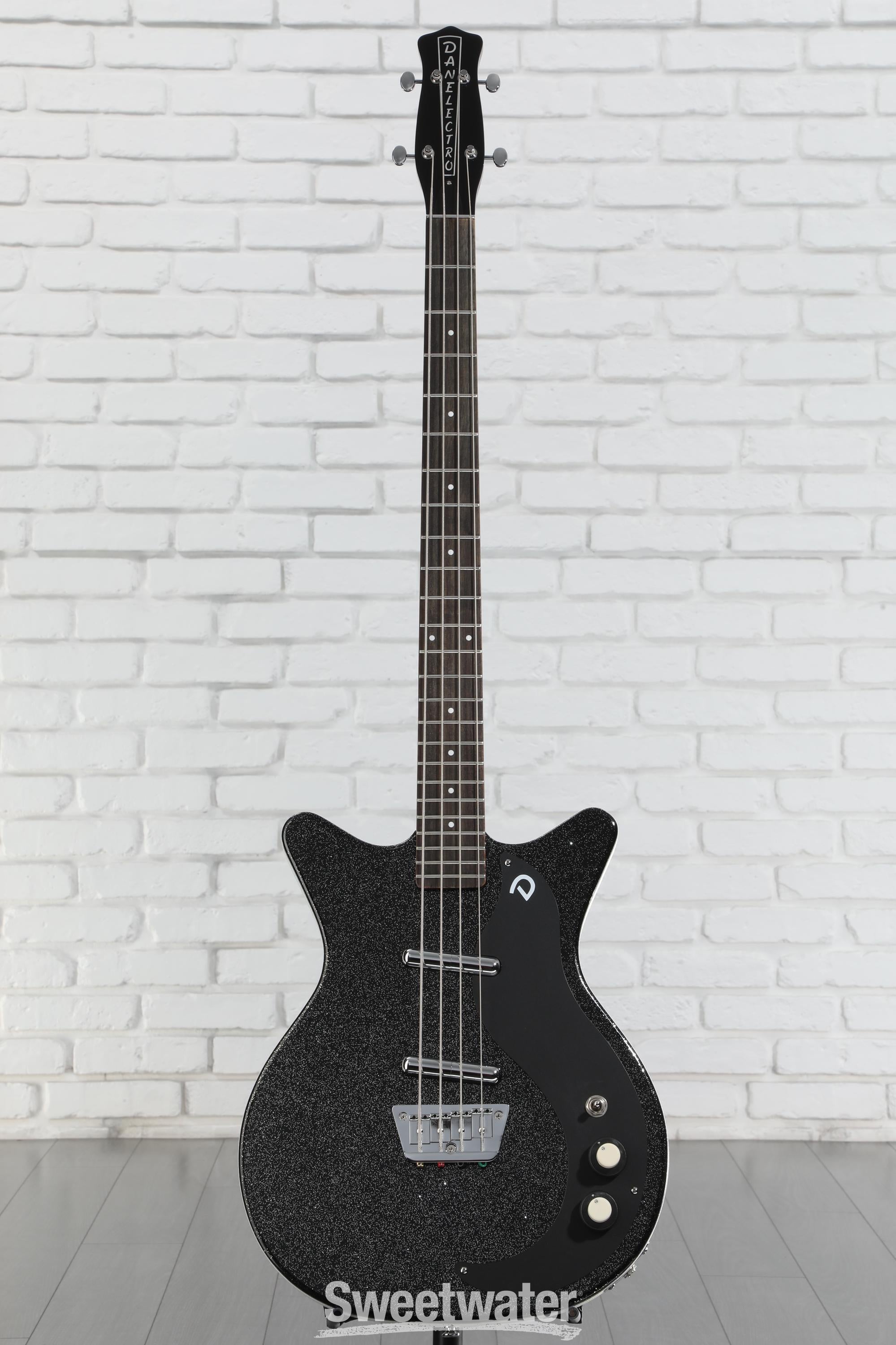 ギター DANELECTRO / 59 DC Danelectro '59DC Short Scale Bass Guitar - Black Metalflake