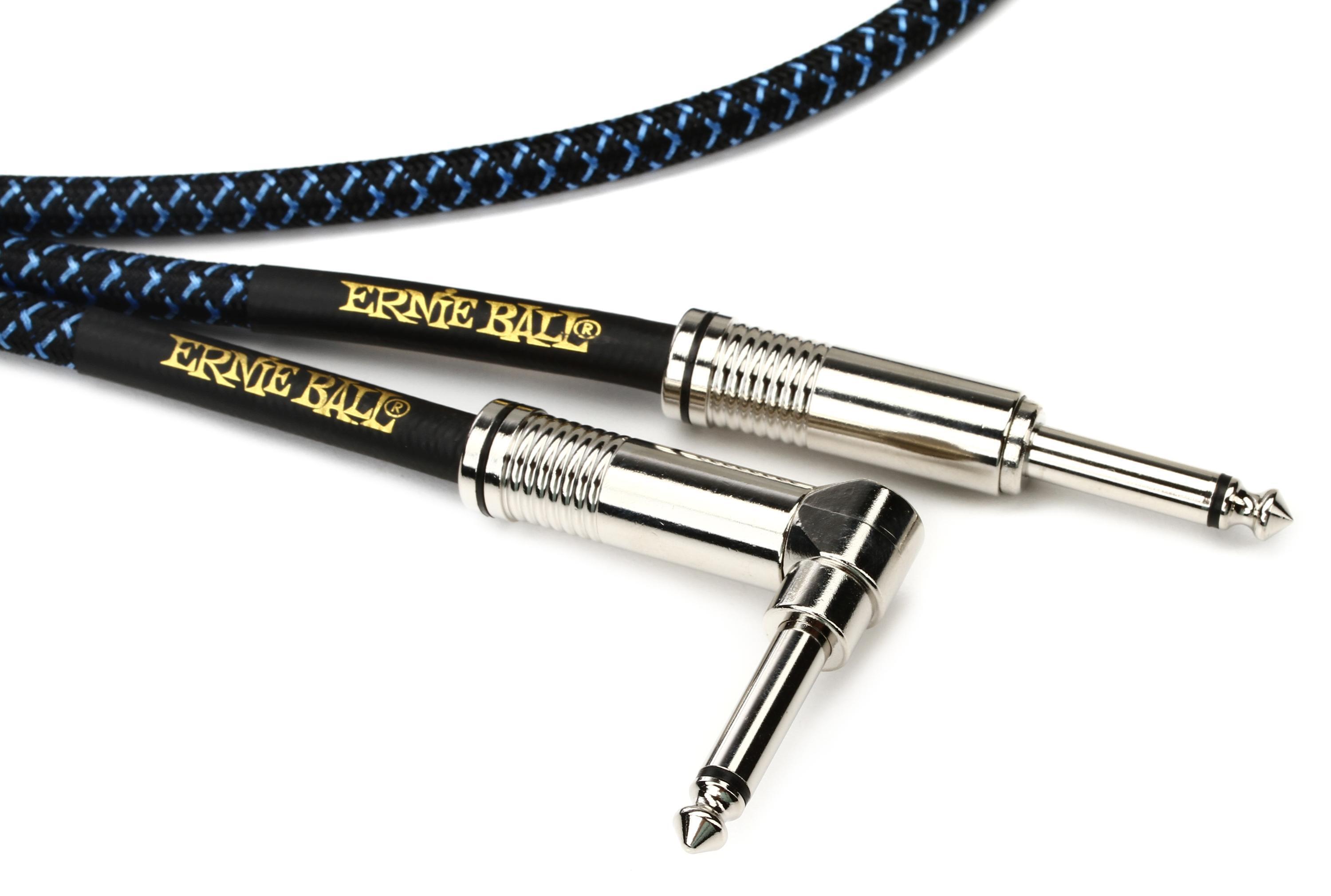 Ernie Ball P06060 Braided Straight to Right Angle Instrument Cable - 25 ...