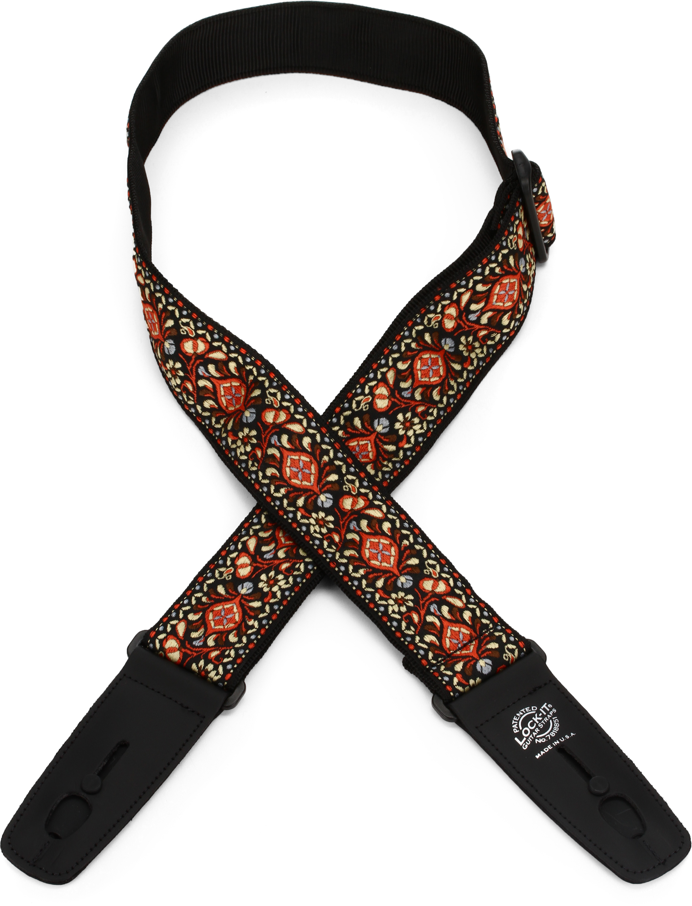 Lock-It Straps Cotton Guitar Strap - Distressed Black/White Stars