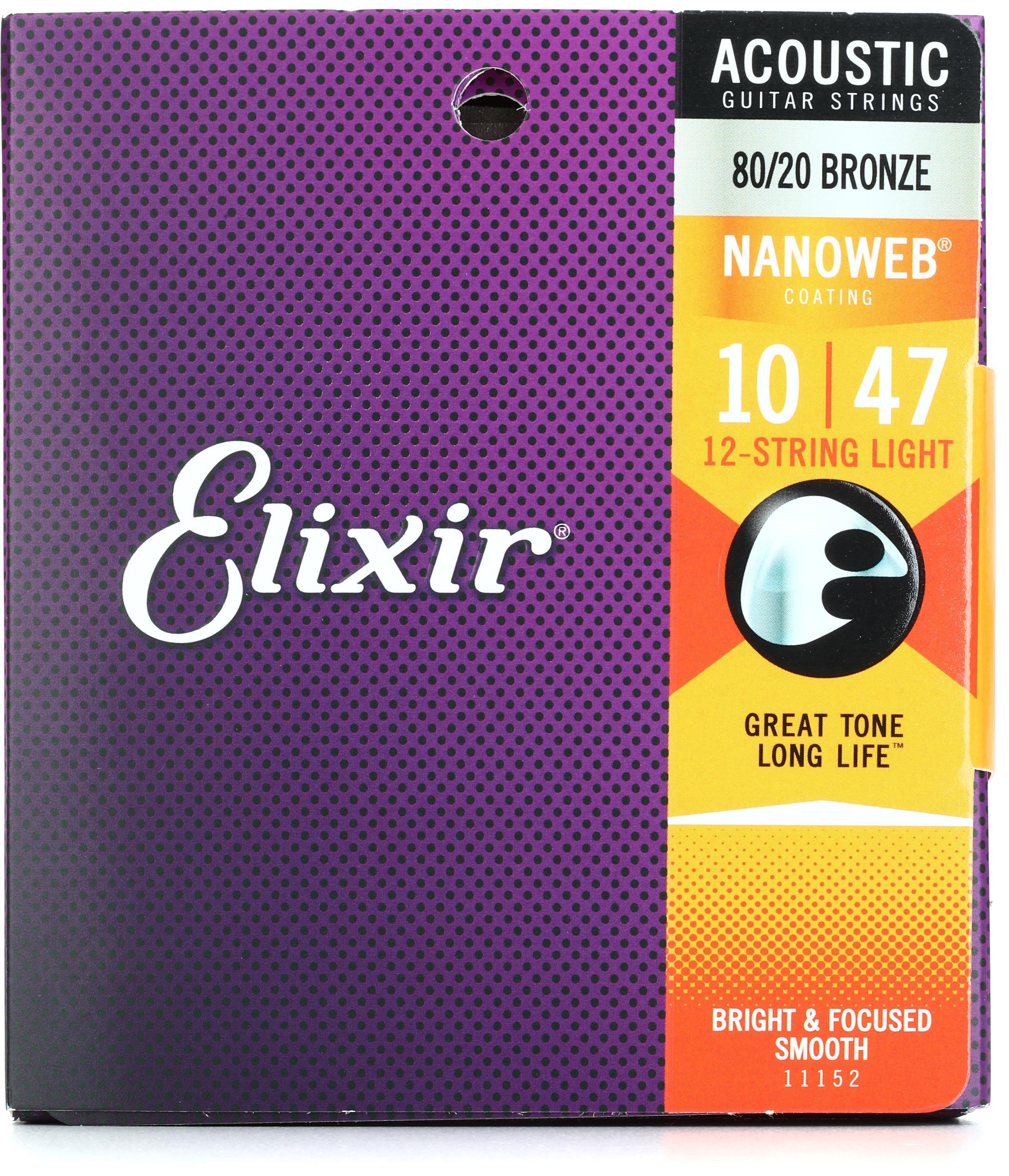 Bundled Item: Elixir Strings 11152 Nanoweb 80/20 Acoustic Guitar Strings - .010-.047 Light 12-String
