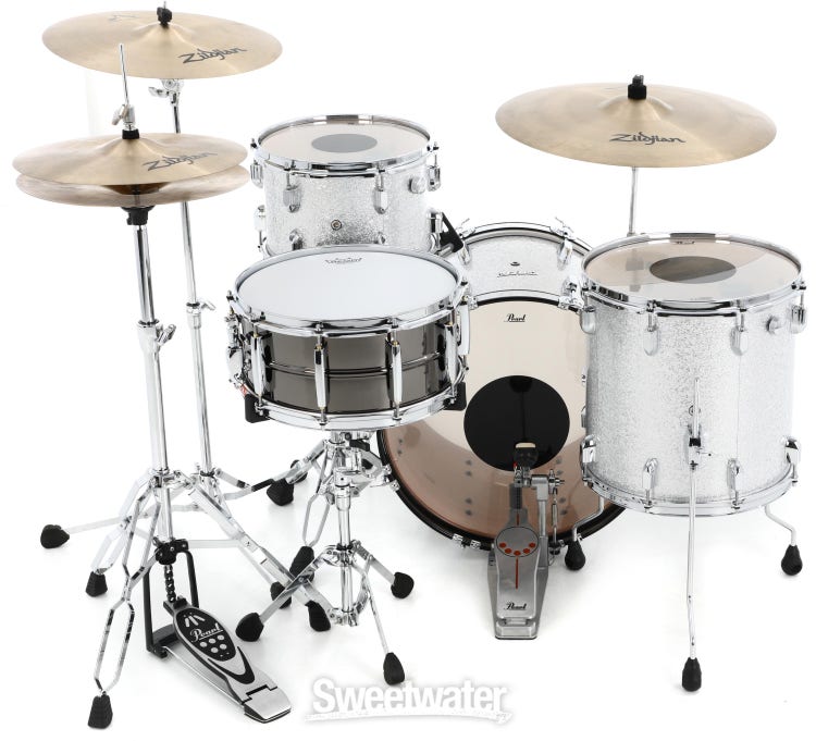 Pearl Export Double Bass Set Satin White 3 toms