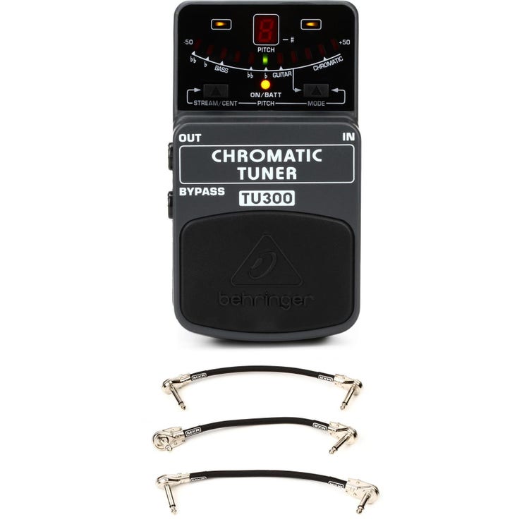 Behringer TU300 Chromatic Tuner Pedal with 3 Patch Cables