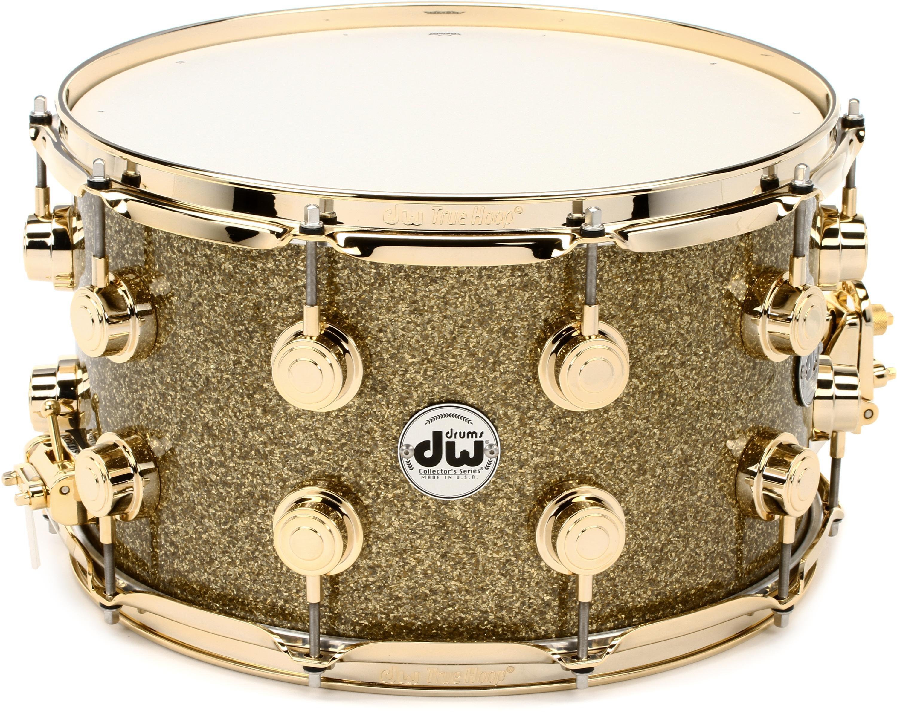 DW Collector\'s Series Sweetwater FinishPly Gold Snare Gold with Glass 8 14-inch, x Hardware Drum - 