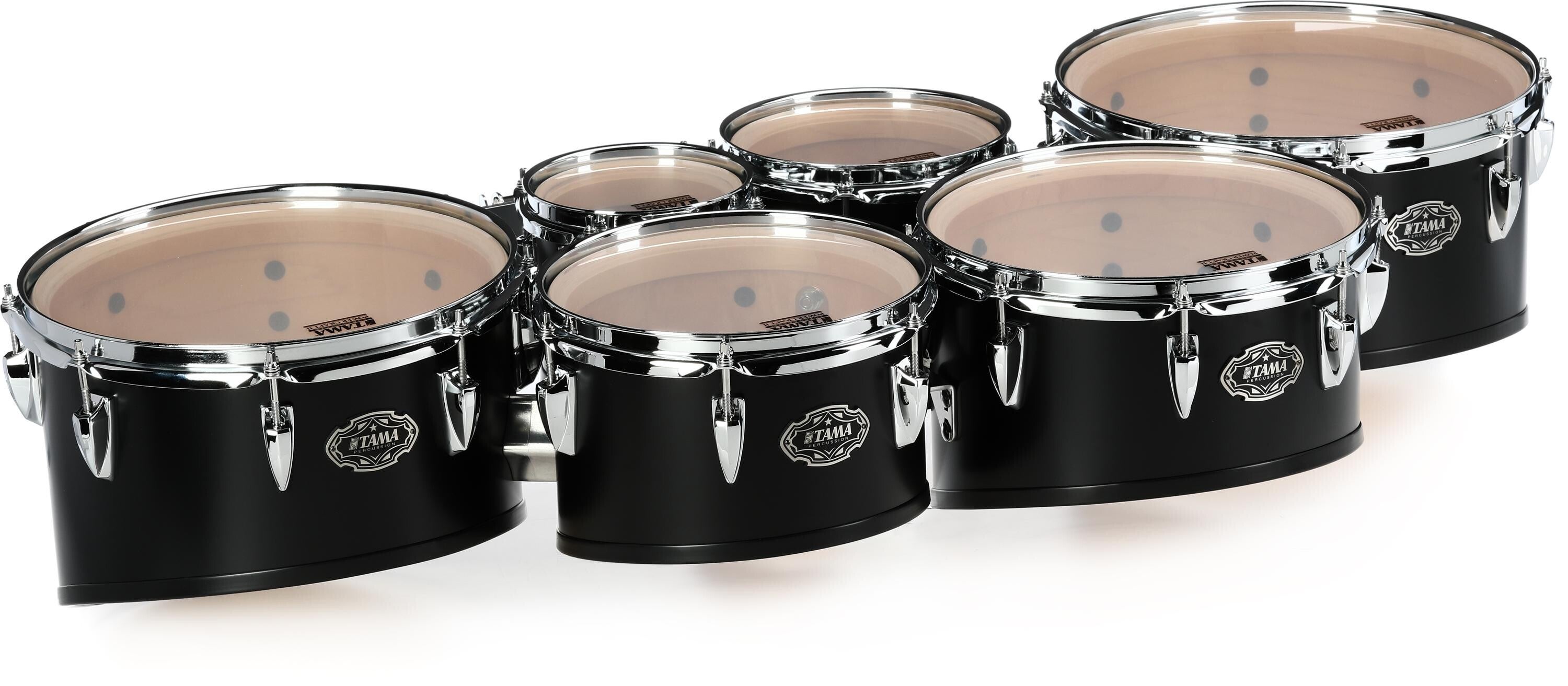 Tama MT680234 Fieldstar Marching Tenor Drums Corps Standard Depth Sextet -  6/8/10/12/13/14-inch - Satin Black