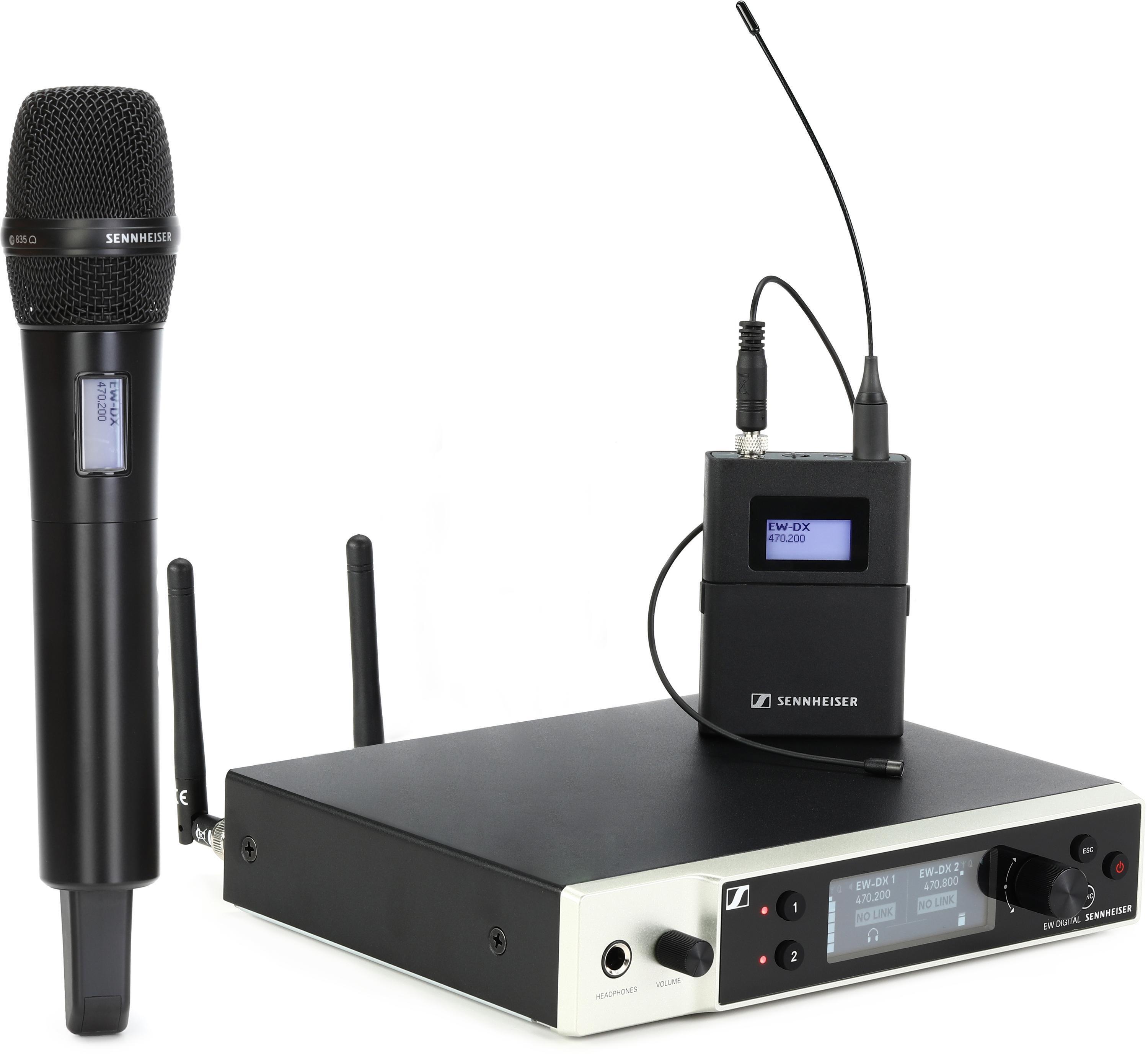 Sennheiser EW-DX MKE 2/835-S Combo Wireless Handheld and Lavalier  Microphone System - Q1-9