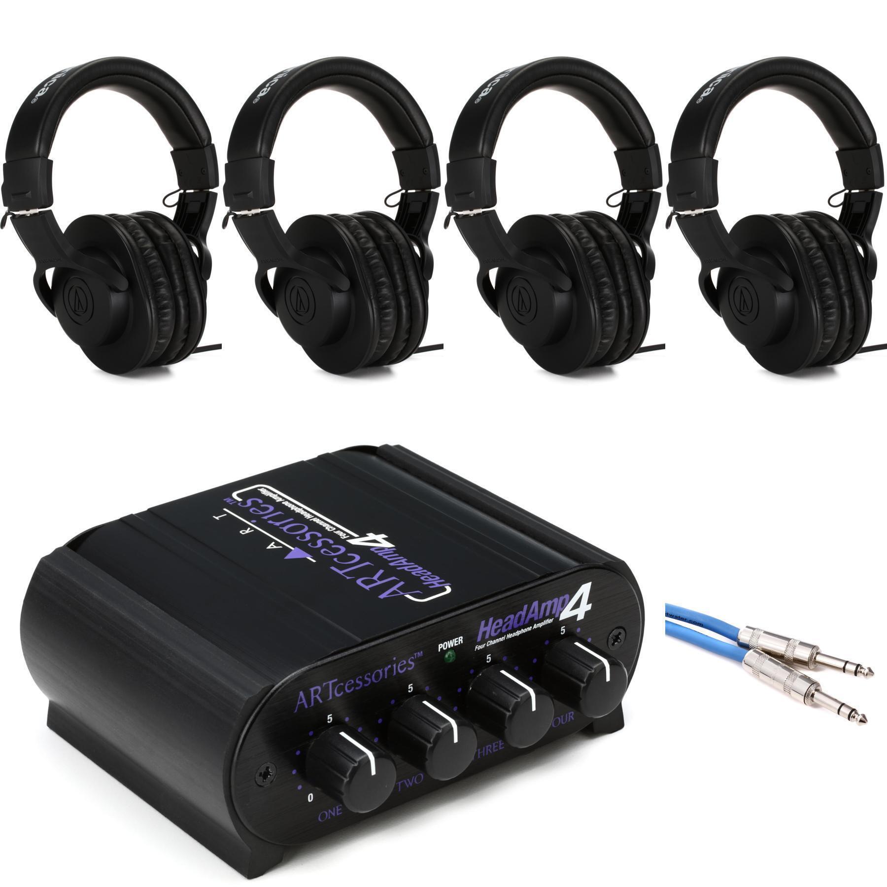 ART HeadAmp 4 4channel Headphone Amplifier Headphone Bundle Sweetwater