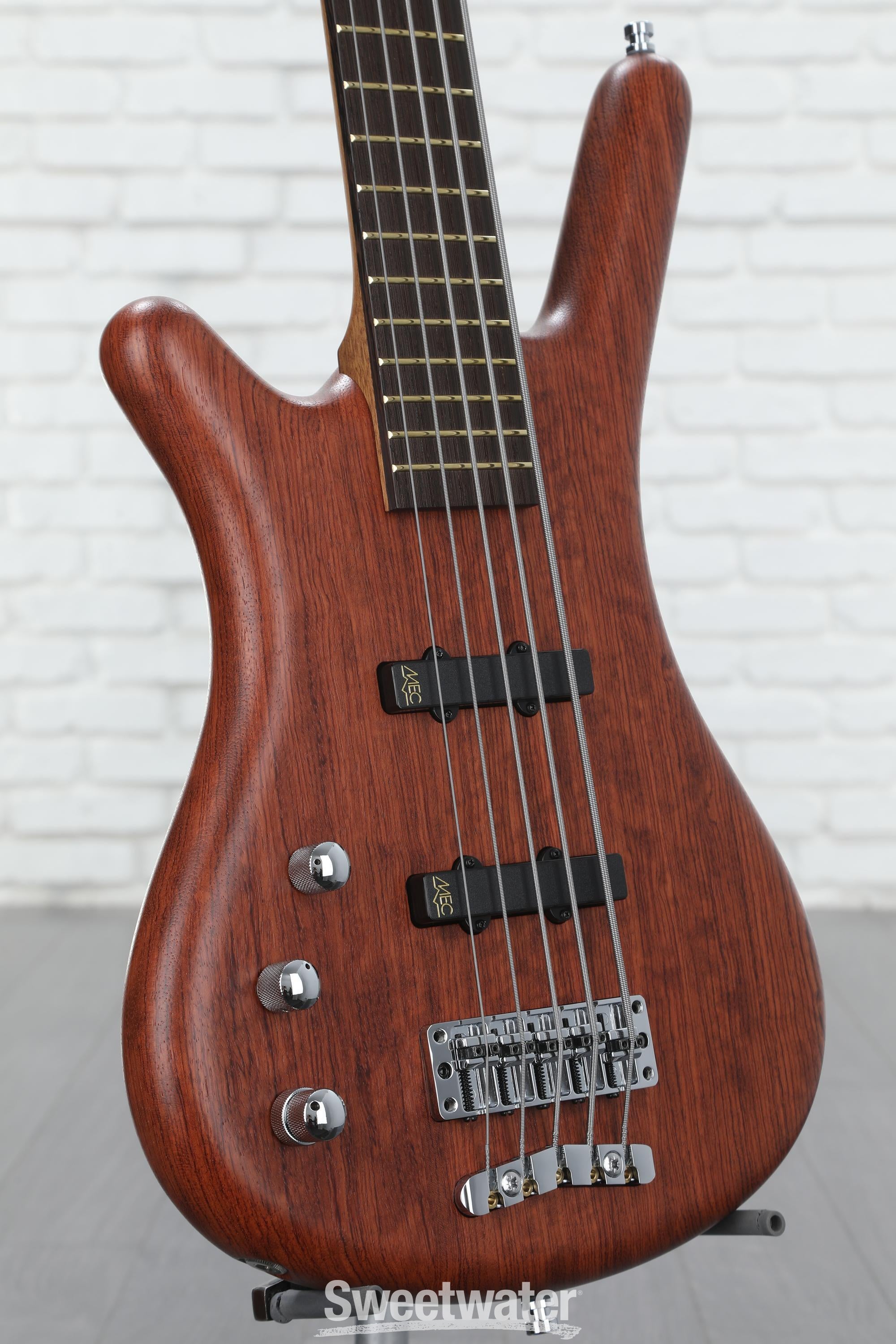 Photo of Warwick Pro Series Corvette Standard 5-string Left-handed Bass Guitar - Natural Bubinga