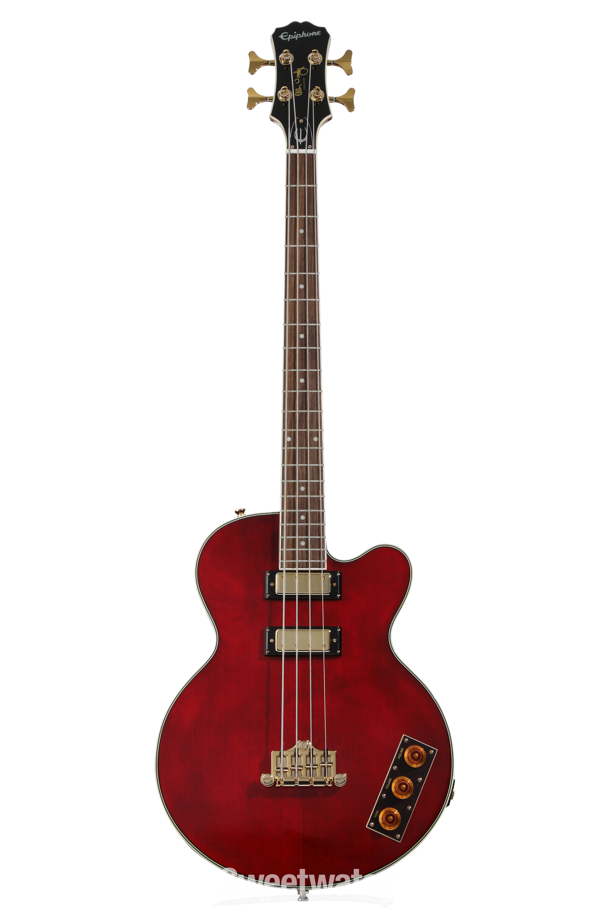 Epiphone Allen Woody Rumblekat Artist Series Bass Guitar - Wine Epiphone Allen Woody Rumblekat Artist Series Bass Guitar - Wine