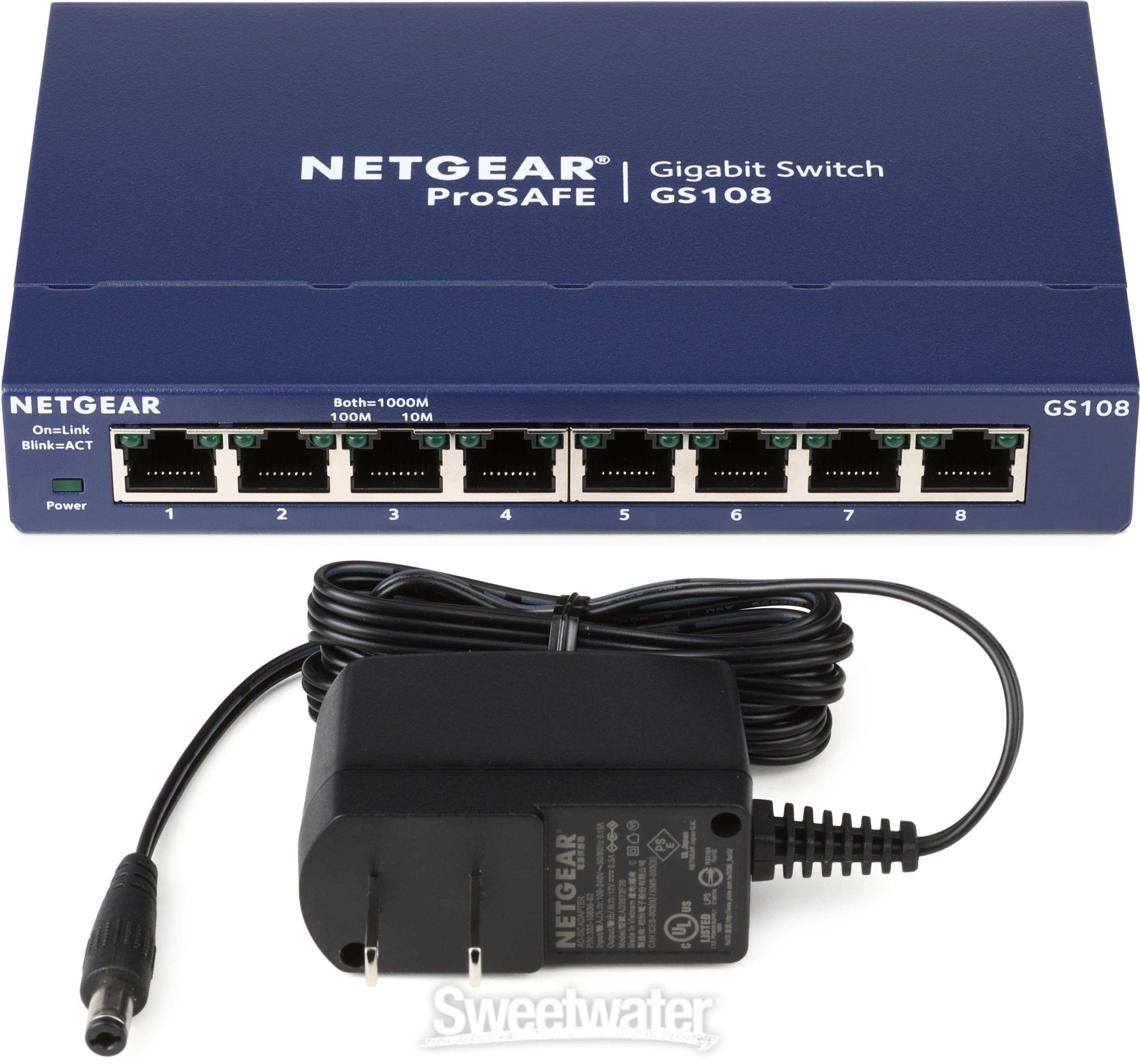 Netgear ProSafe GS108 8-port Gigabit Ethernet Switch | Sweetwater