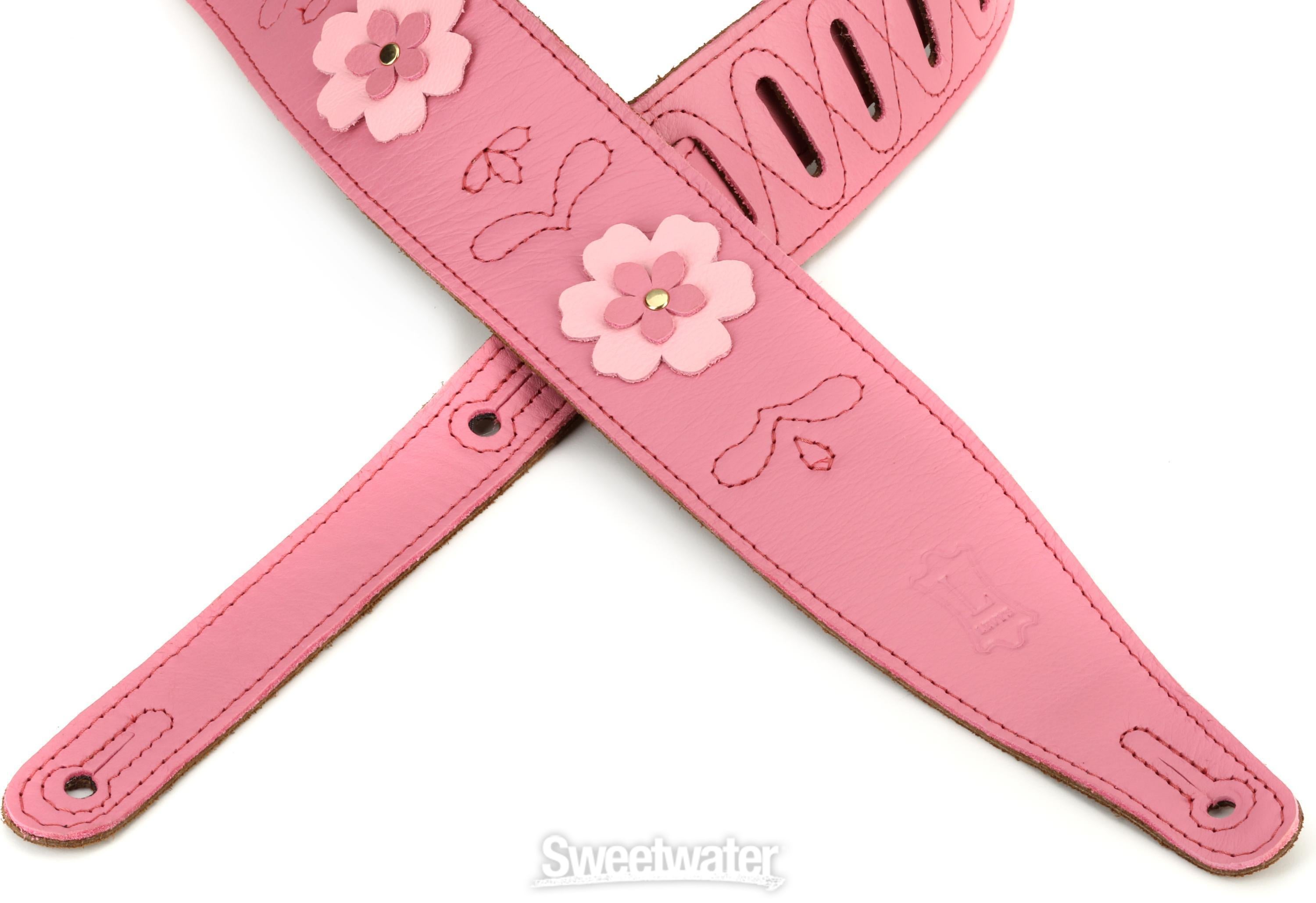 Levy's In Bloom Leather Guitar Strap - Primrose Pink