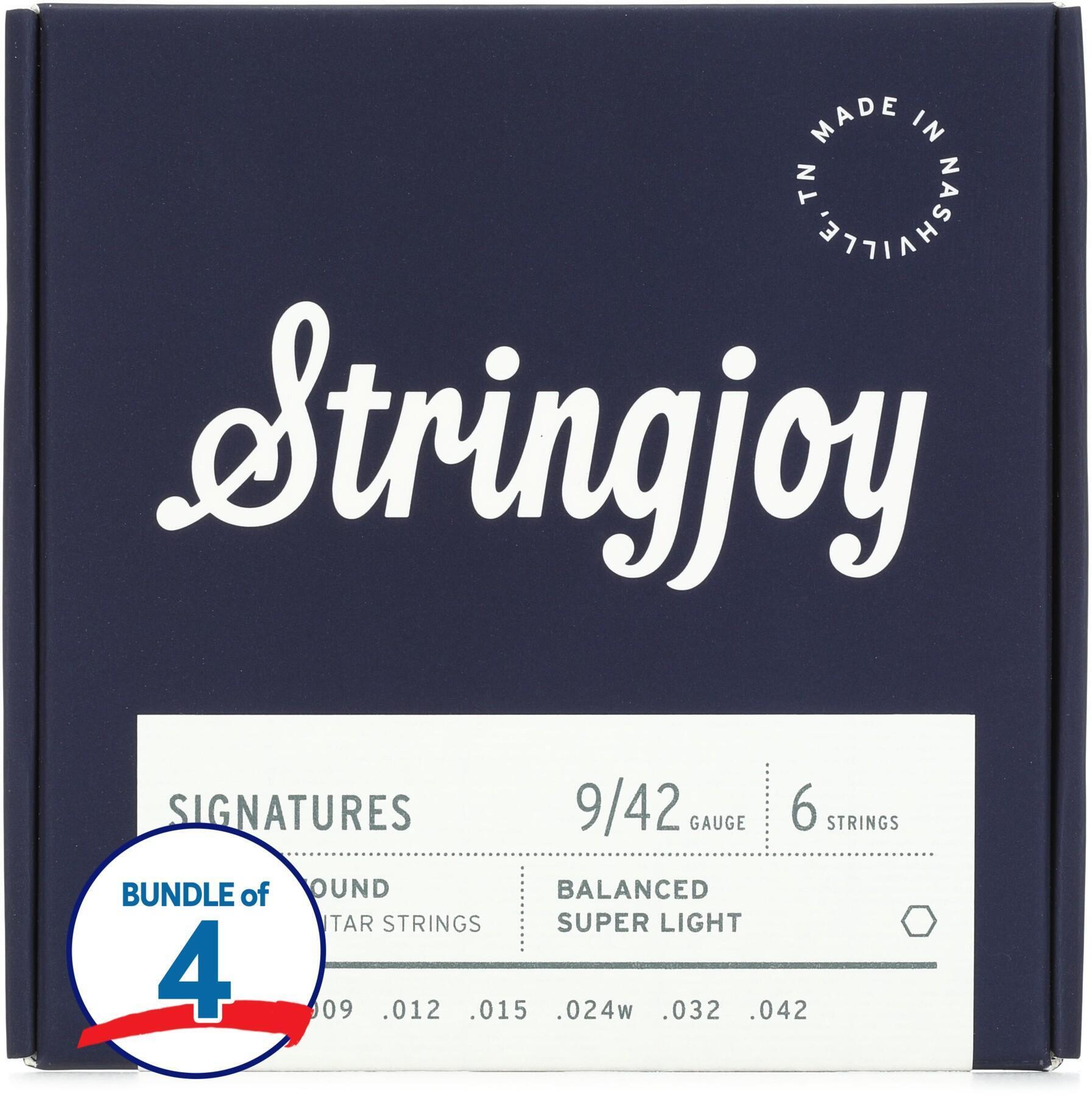 Photo of Stringjoy Signatures Nickel-wound Balanced Electric Guitar Strings (4 Pack) - .009 - .042 Super Light