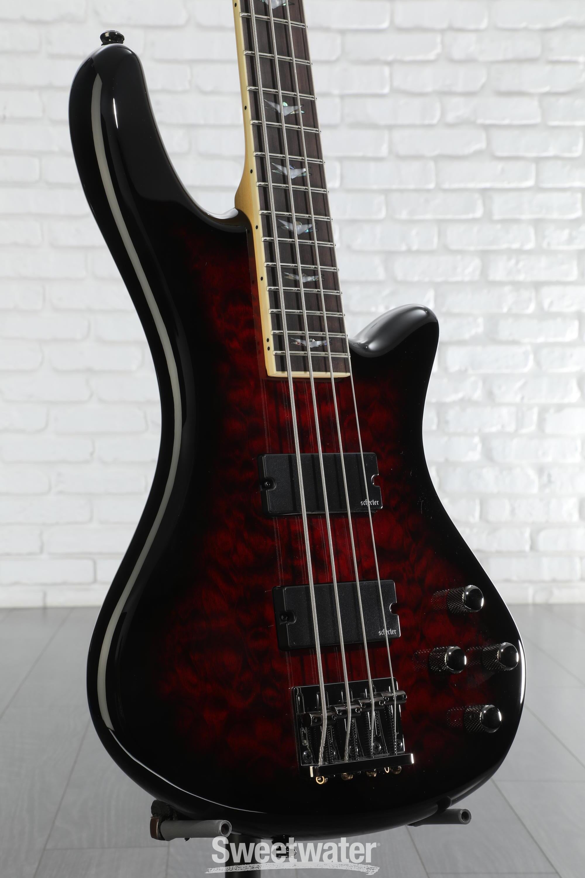 ベース Schecter STILETTO EXTREME-4 Schecter Stiletto Extreme 4 Bass Guitar - Black Cherry
