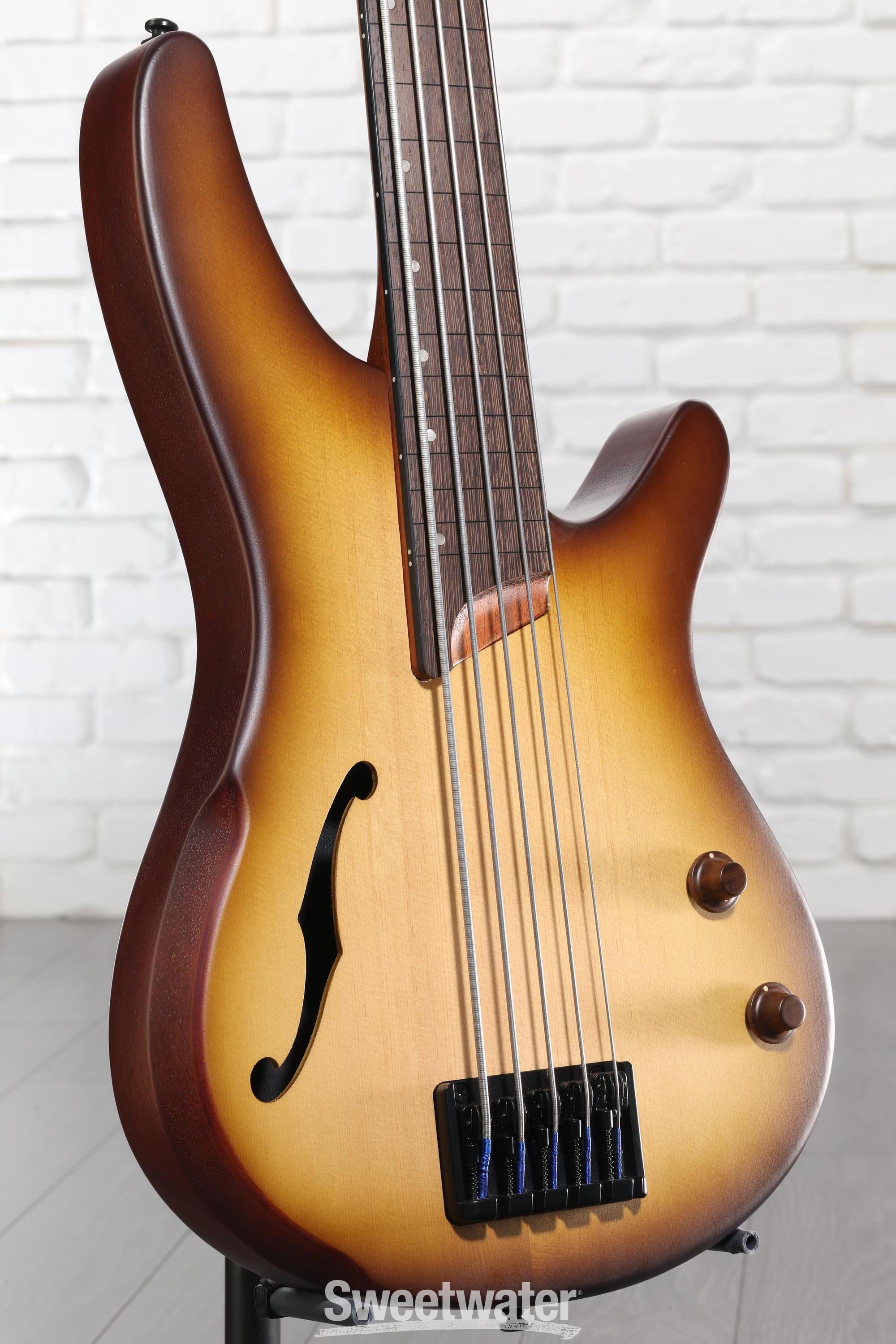 Photo of Ibanez SRH505F Fretless Bass Guitar - Natural Browned Burst Flat