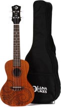 Product Image - This Item - Luna Tattoo Mahogany Concert Ukulele- Satin Natural