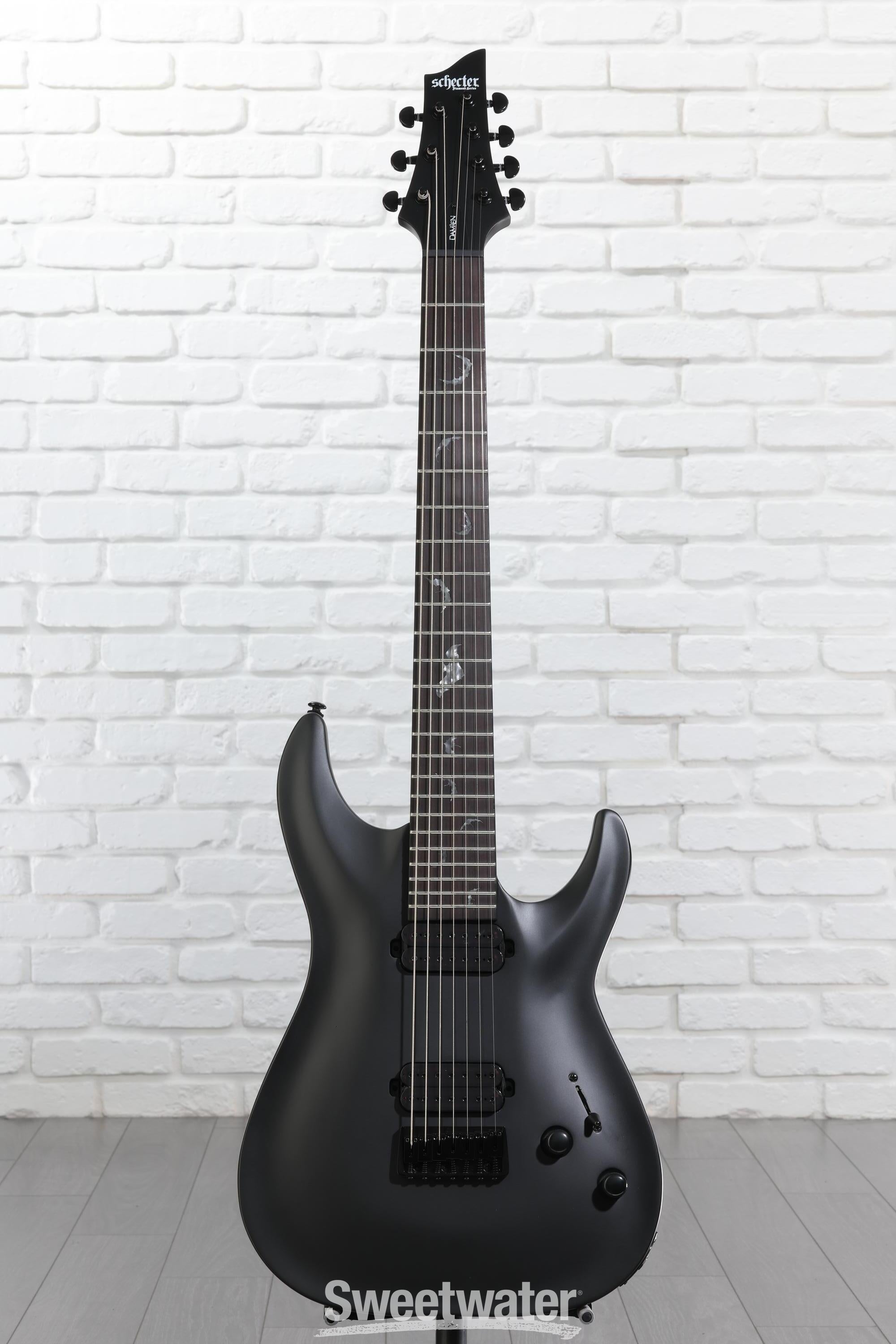 Schecter Damien-7 SBK Electric Guitar - Satin Black | Sweetwater