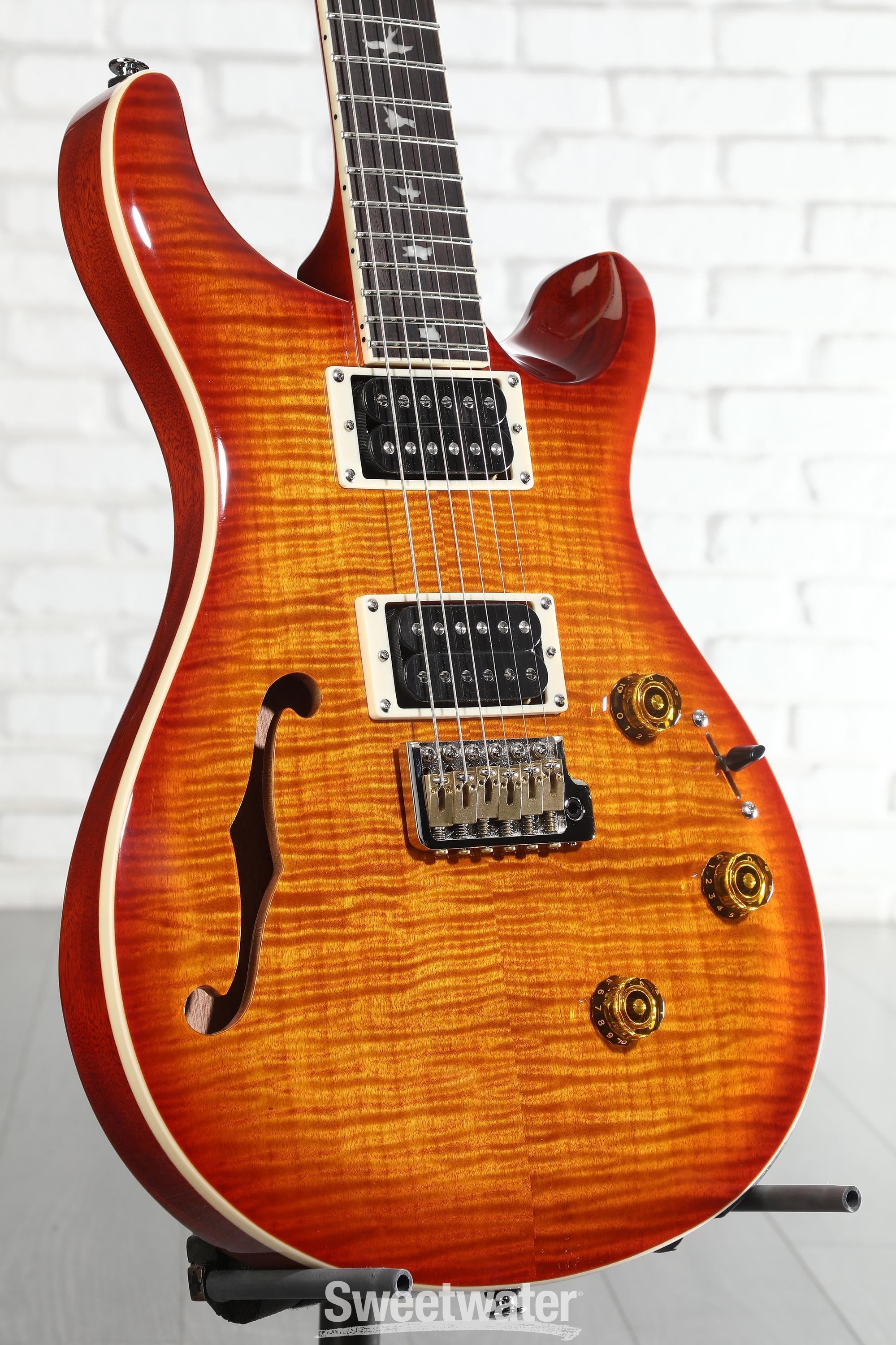Photo of PRS SE Custom 24 Semi-Hollow Piezo Electric Guitar - Vintage Sunburst