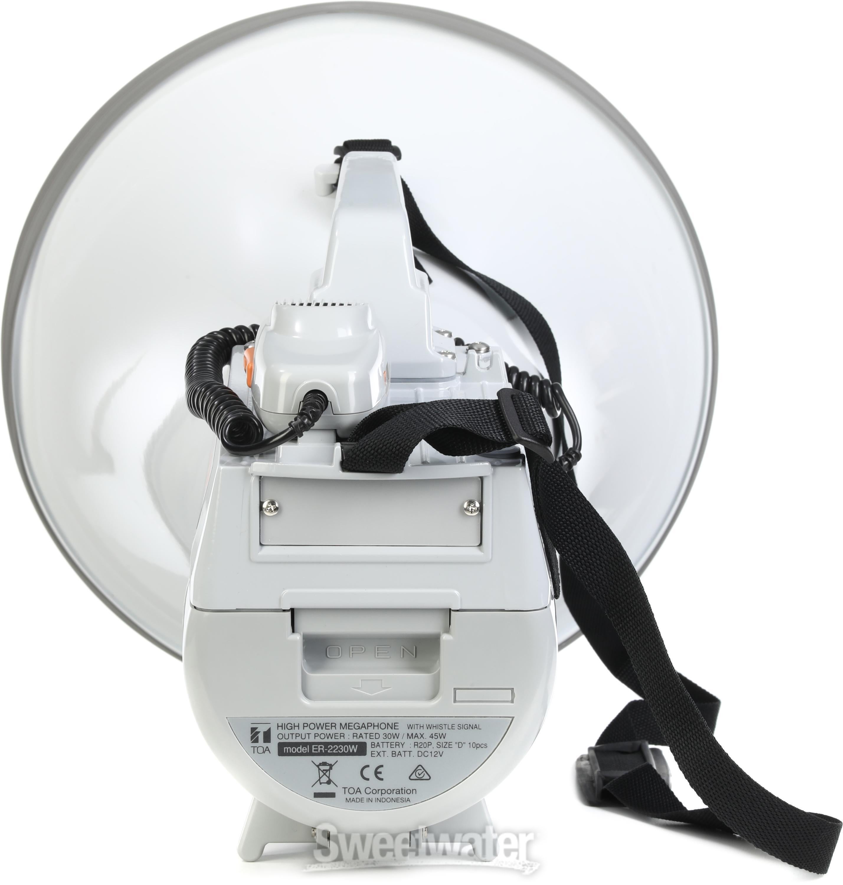 TOA ER-2230W 30-watt Shoulder Megaphone with Whistle - White/Gray