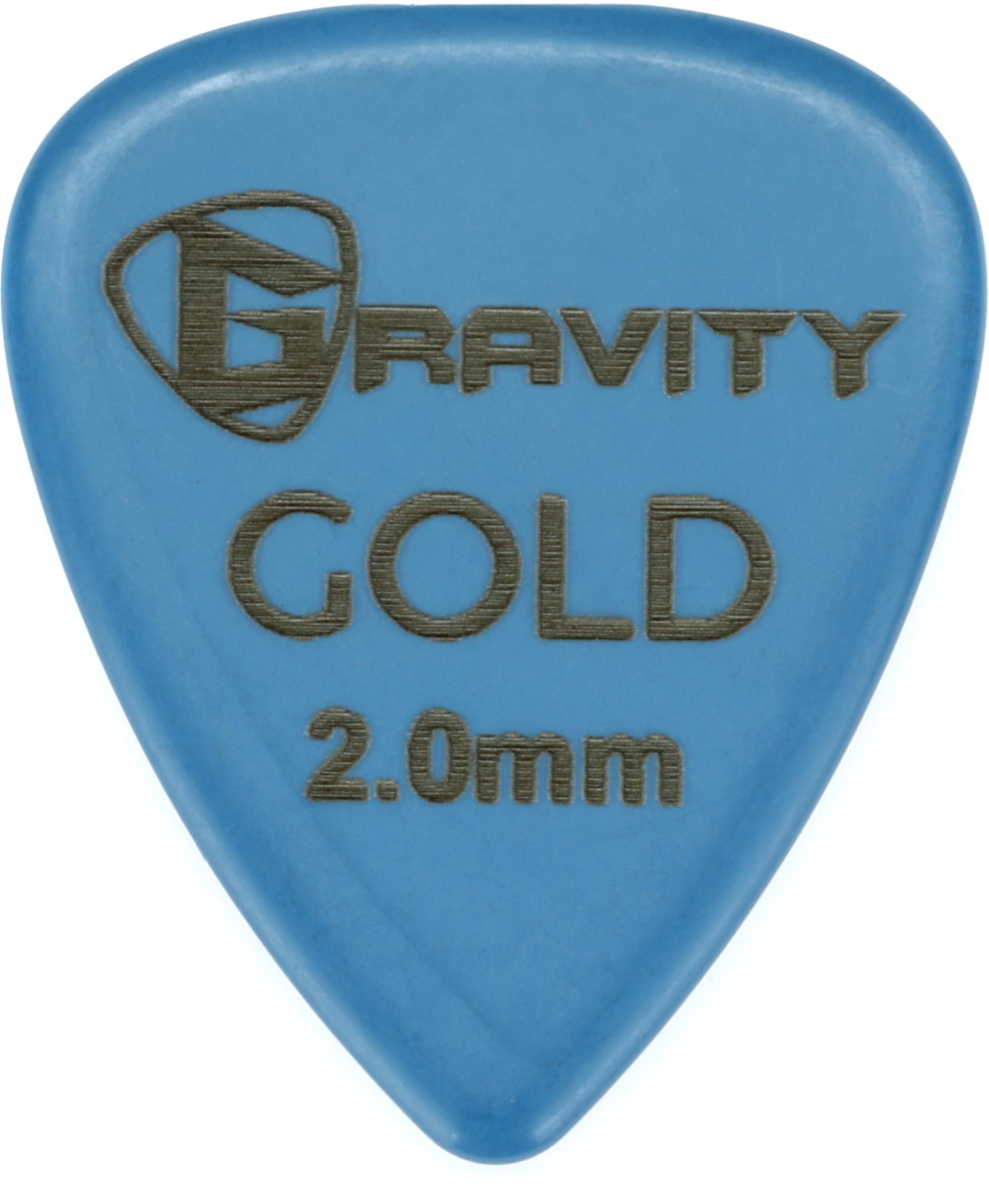 Photo of Gravity Picks Colored Gold Traditional Teardrop Guitar Pick - 2.0mm Blue