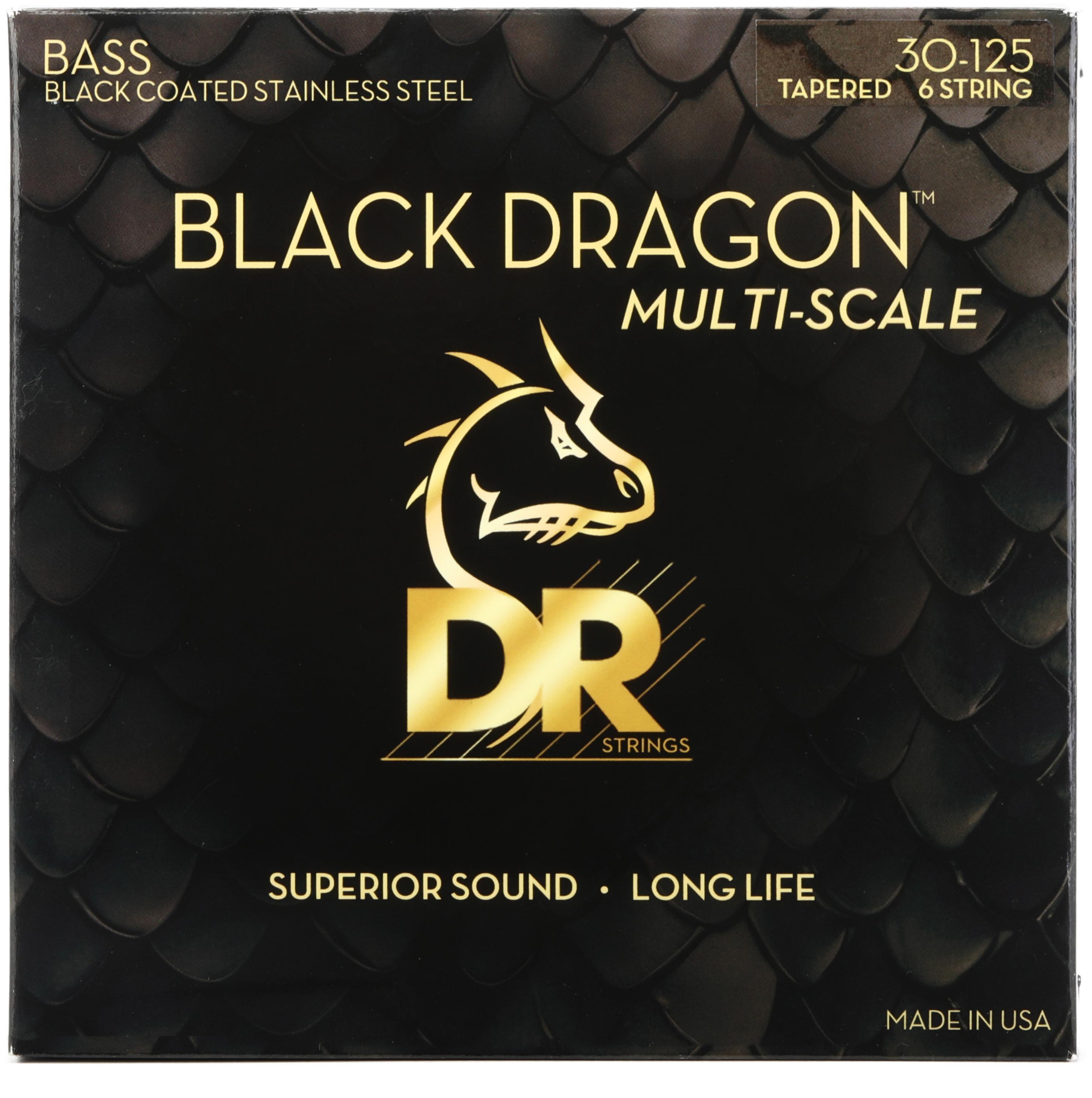 Photo of DR Strings DBSMB6-30 Black Dragon Coated Stainless Steel 6-string Bass Guitar Strings - .030-.125 Multi Scale