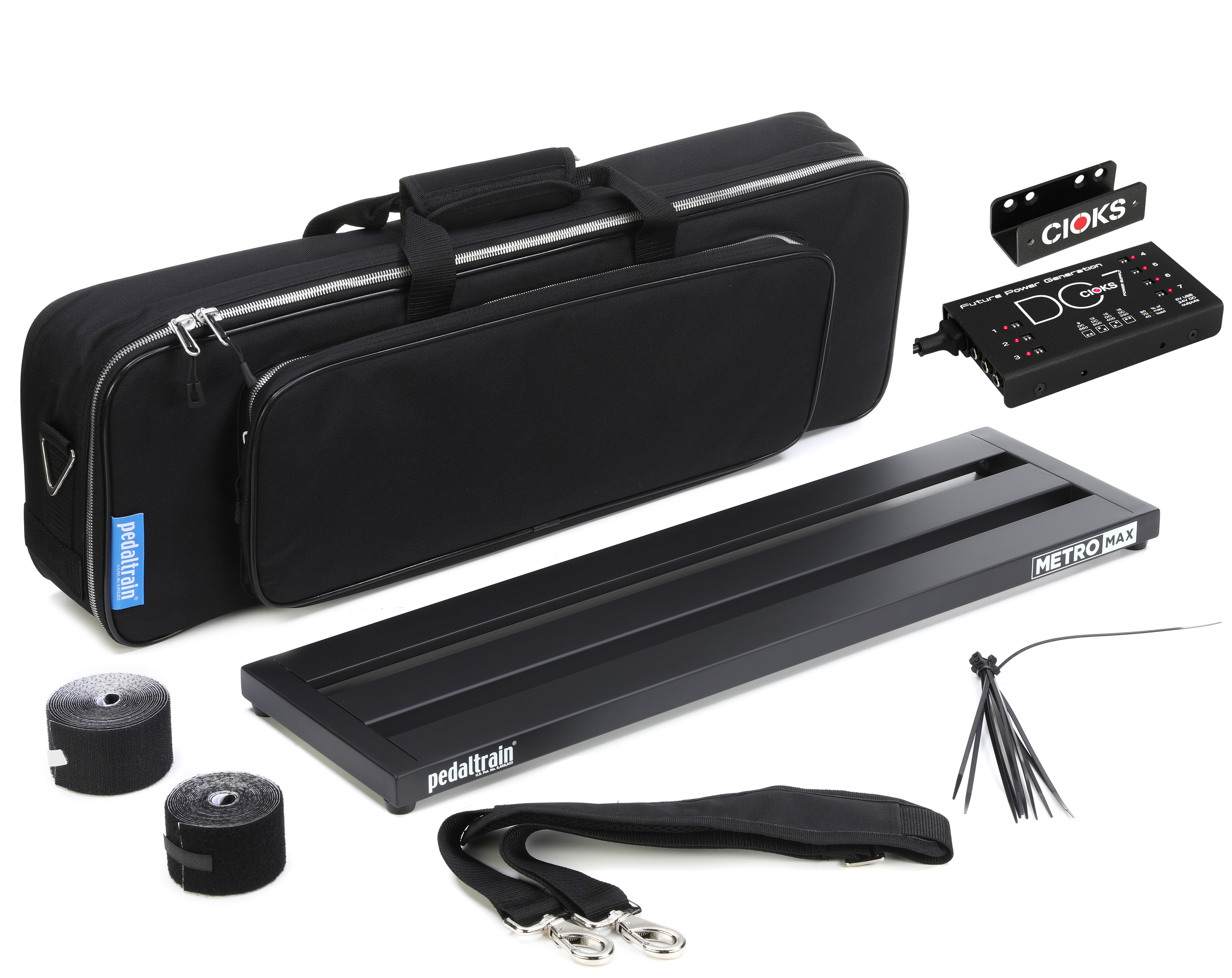 Pedaltrain Metro Max 28-inch x 8-inch Pedalboard with CIOKS DC7 Power Supply and Soft Case