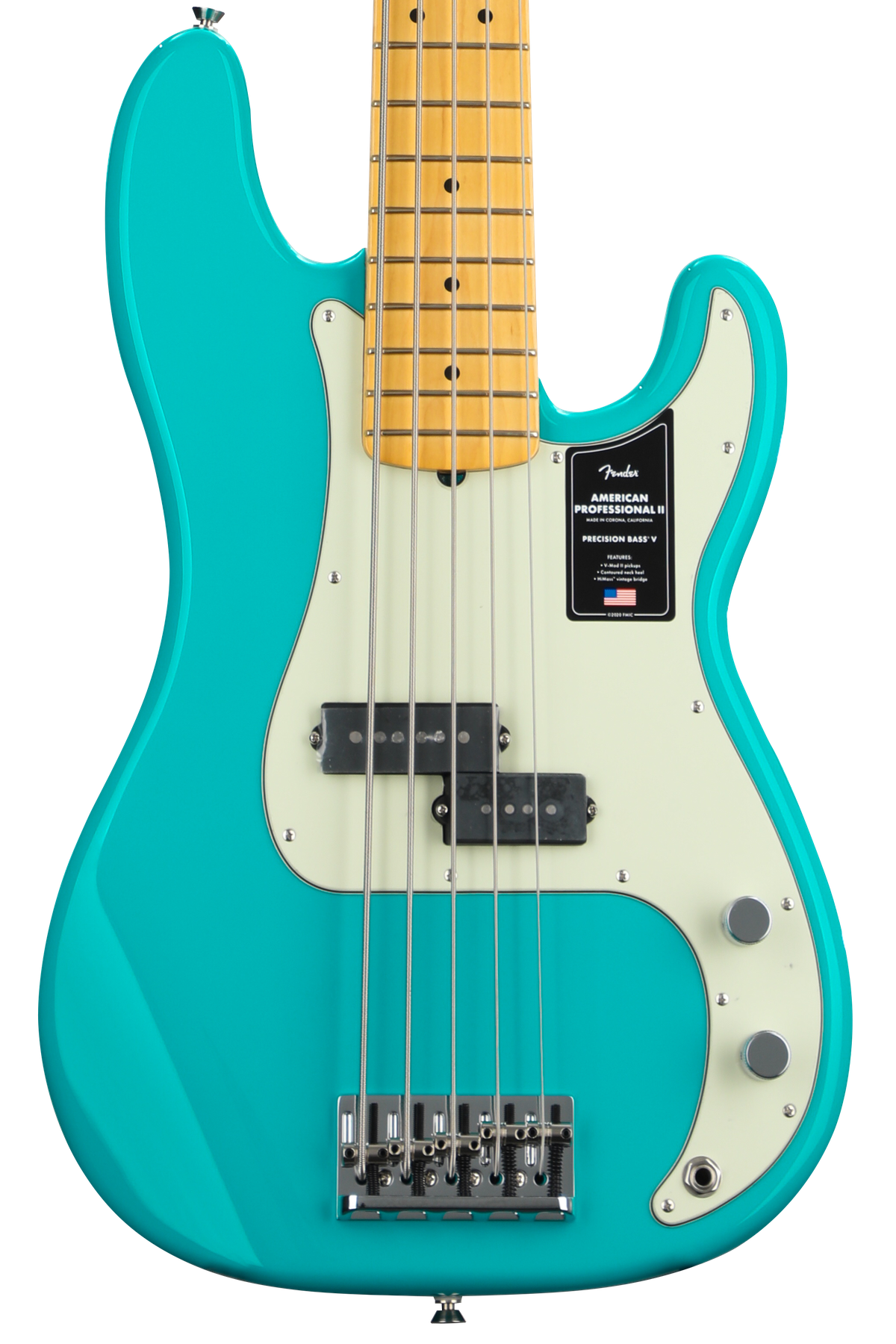 Fender American Professional II Precision Bass V - Miami Blue with Maple  Fingerboard