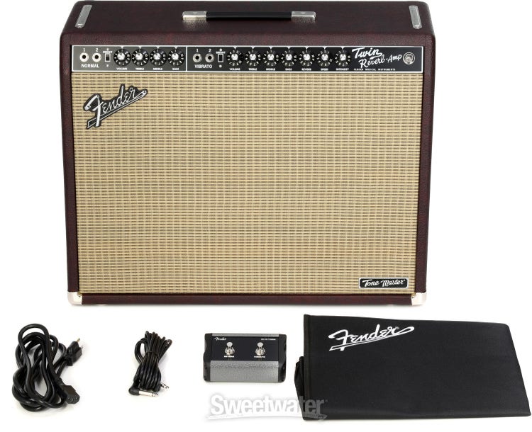 Fender Tone Master Twin Reverb 2 x 12-inch 200-watt Combo Amp - Wine Red Tolex, Sweetwater Exclusive
