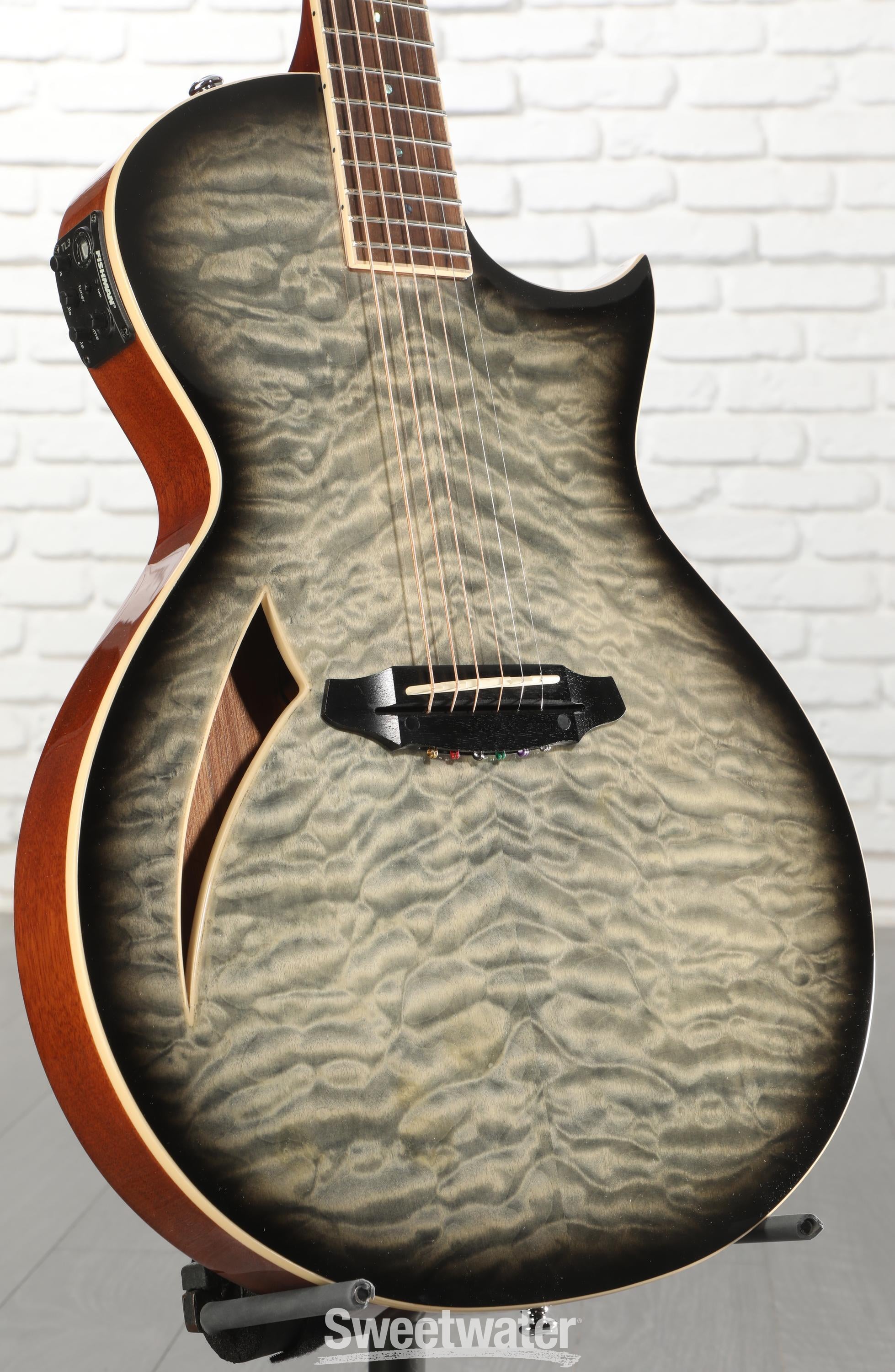 Photo of ESP LTD TL-6QM Thinline Acoustic-electric Guitar - Charcoal Burst