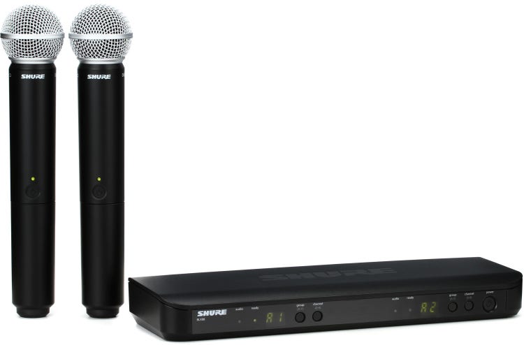 Shure BLX288/SM58 Dual Channel Wireless Handheld Microphone System - H10  Band