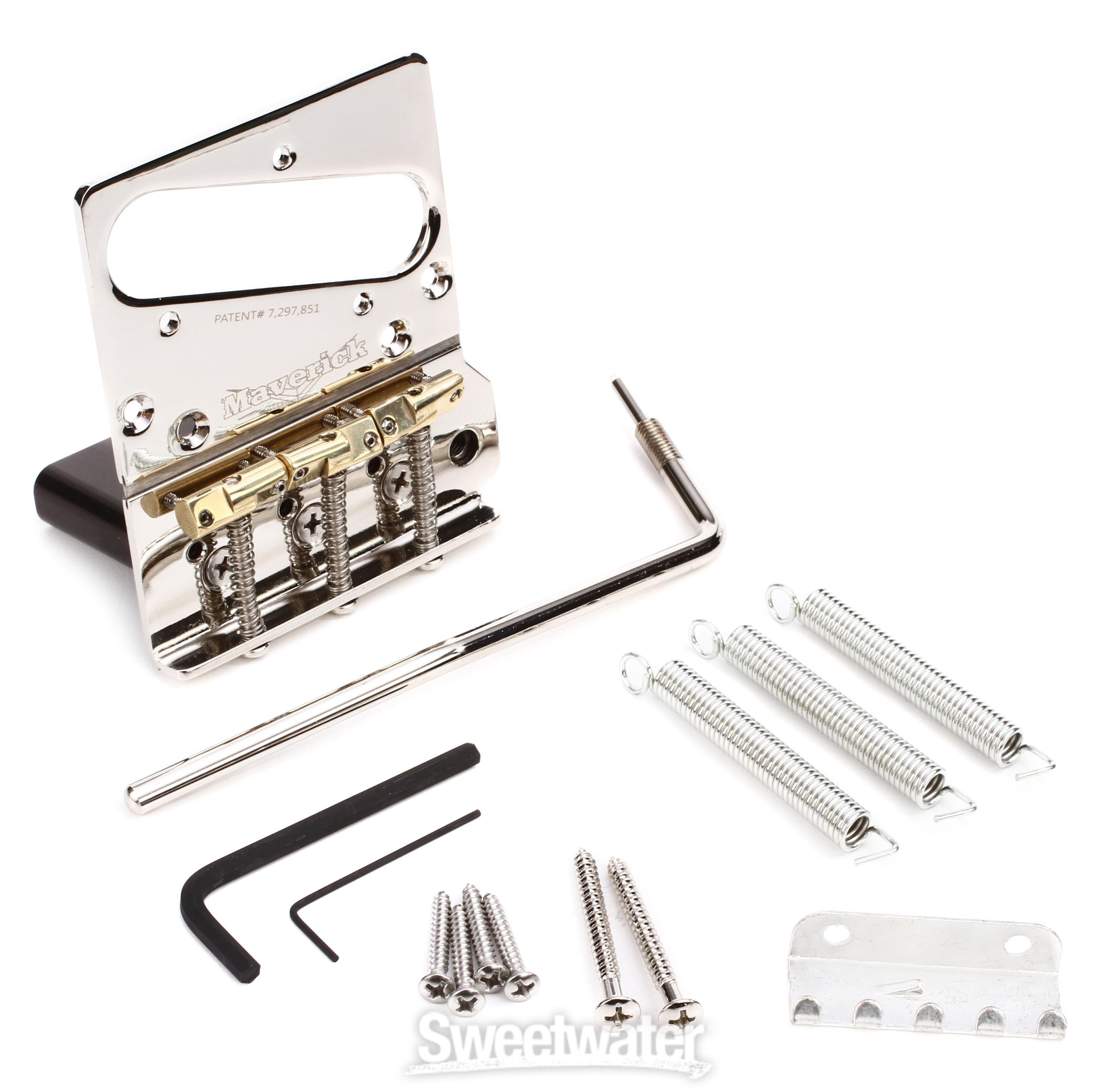 Super-Vee Maverick Tele Bridge Kit - 4-screw Nickel Finish