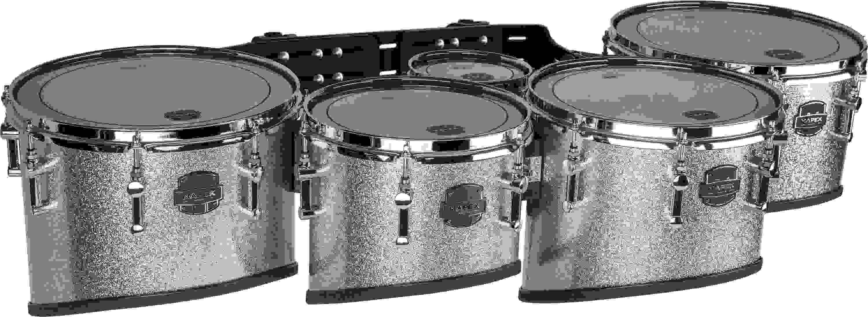 Mapex Quantum Mark II Classic Cut Marching Tenor Drum Quintet- 6/10/12/13/14-inch - Silver Diamond Dazzle
