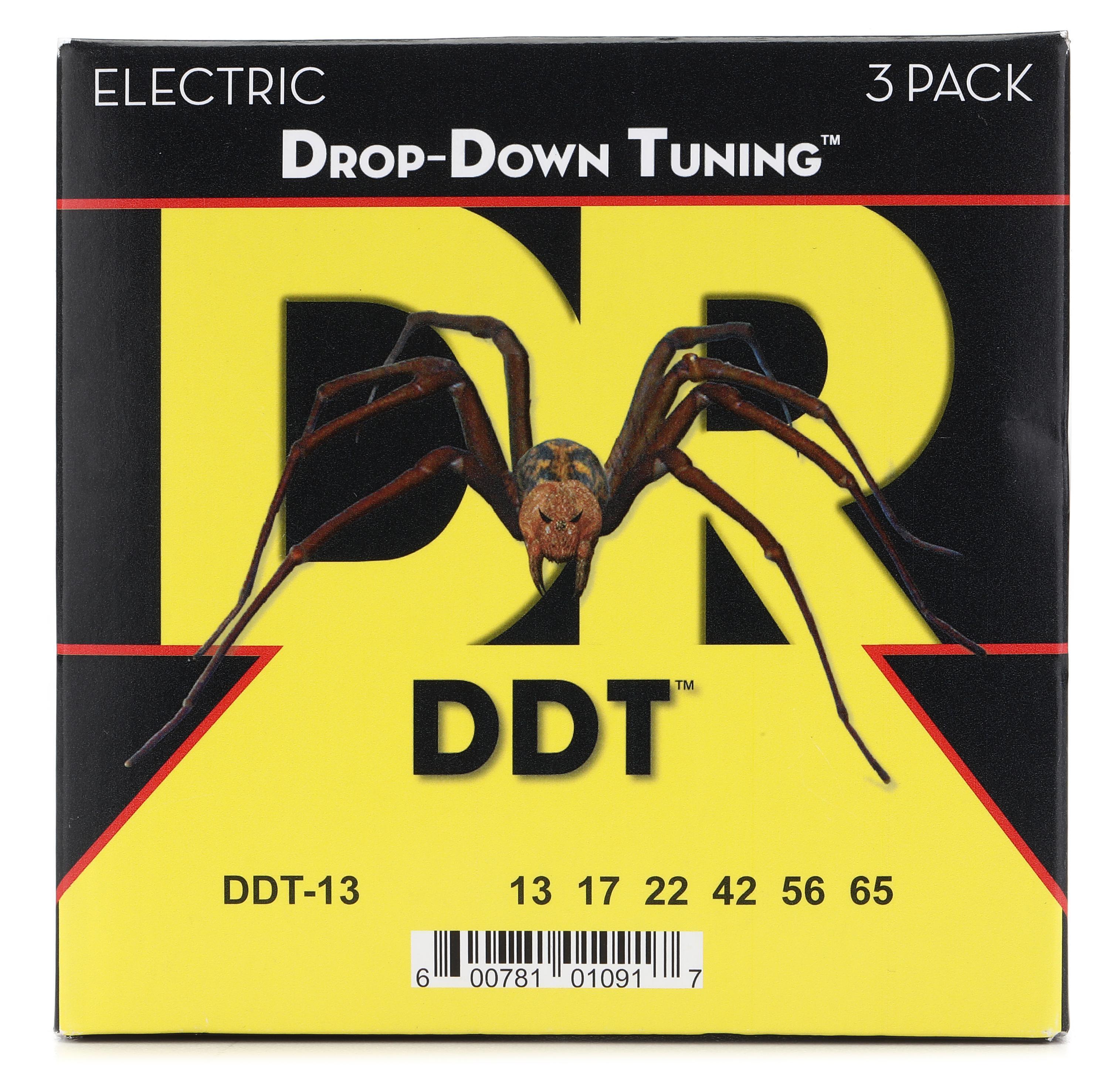 Photo of DR Strings DDT-13 Drop-Down Tuning Electric Guitar Strings - .013-.065 Mega Heavy (3-pack)