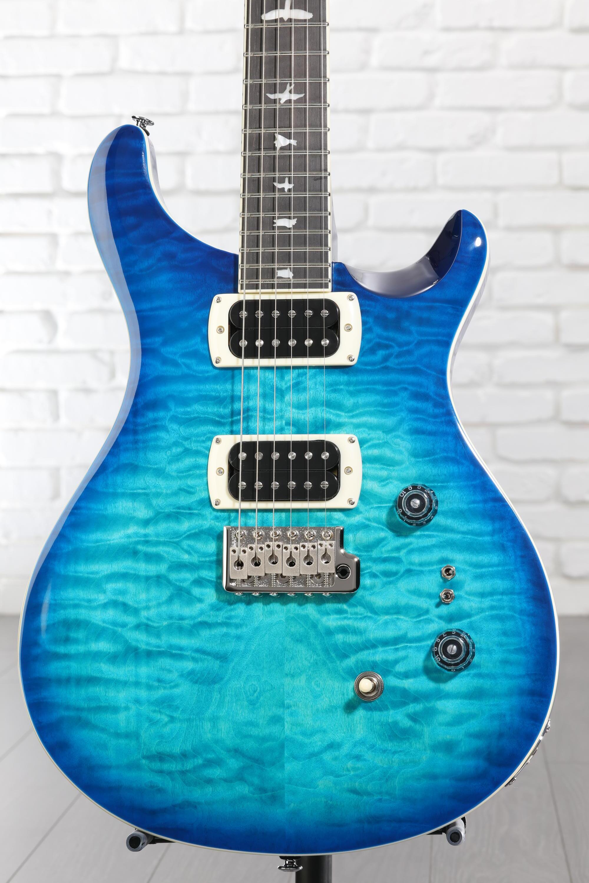 美品 PRS SE Custom 24 Blue Matteo Quilt PRS SE Custom 24-08 Quilt Electric Guitar - Lake Blue | Sweetwater