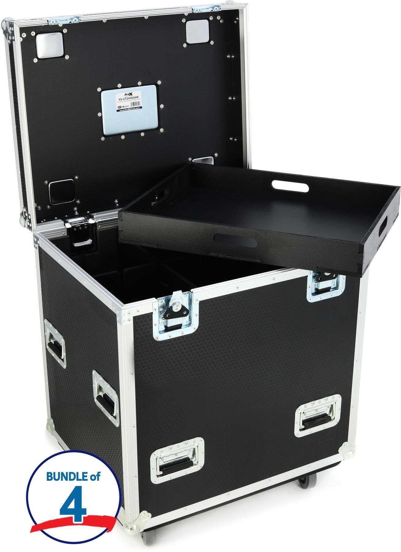 Photo of ProX XS-UTL243036W TruckPaX Heavy-duty Truck Pack Utility Flight Case with Dividers, Tray Kit, and Casters (4 Pack)